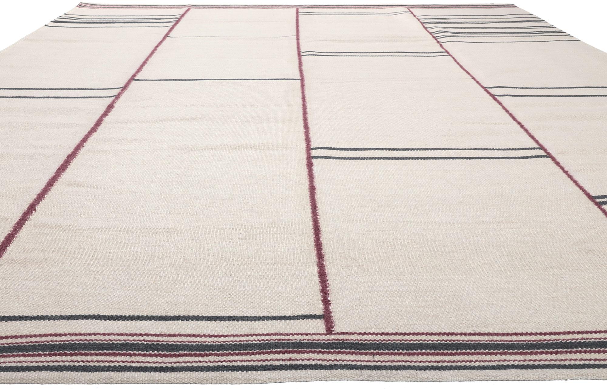 Scandinave moderne Nouveau tapis Kilim d'inspiration suédoise Couleurs terre, Stege Randmönster en vente
