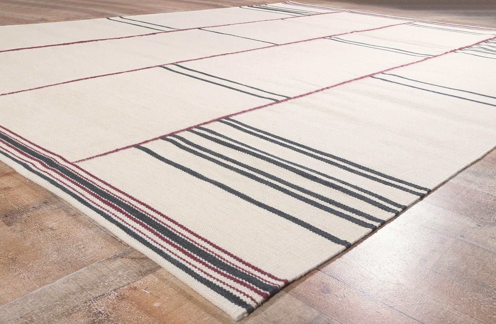 XXIe siècle et contemporain Nouveau tapis Kilim d'inspiration suédoise Couleurs terre, Stege Randmönster en vente