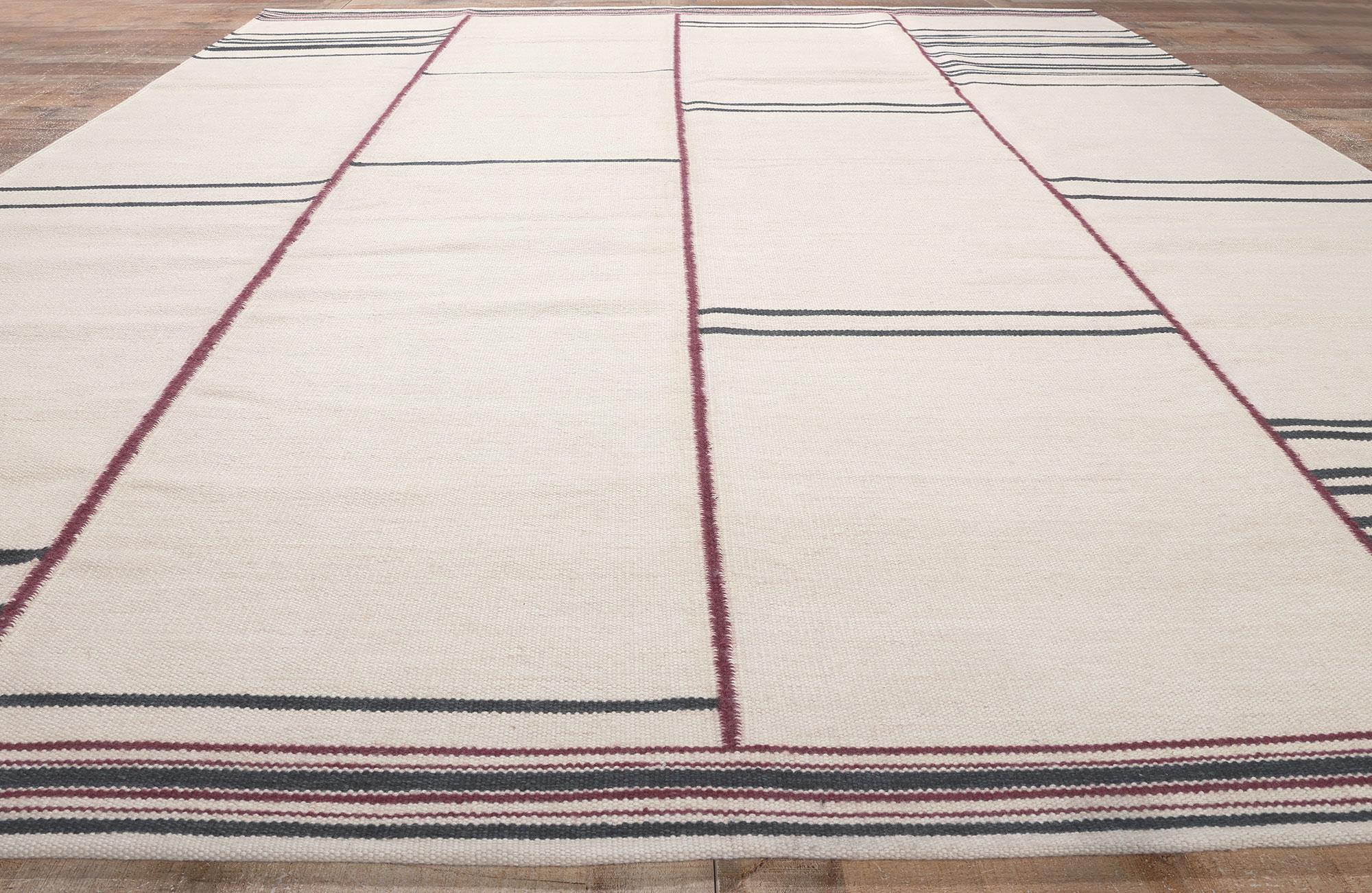 Laine Nouveau tapis Kilim d'inspiration suédoise Couleurs terre, Stege Randmönster en vente