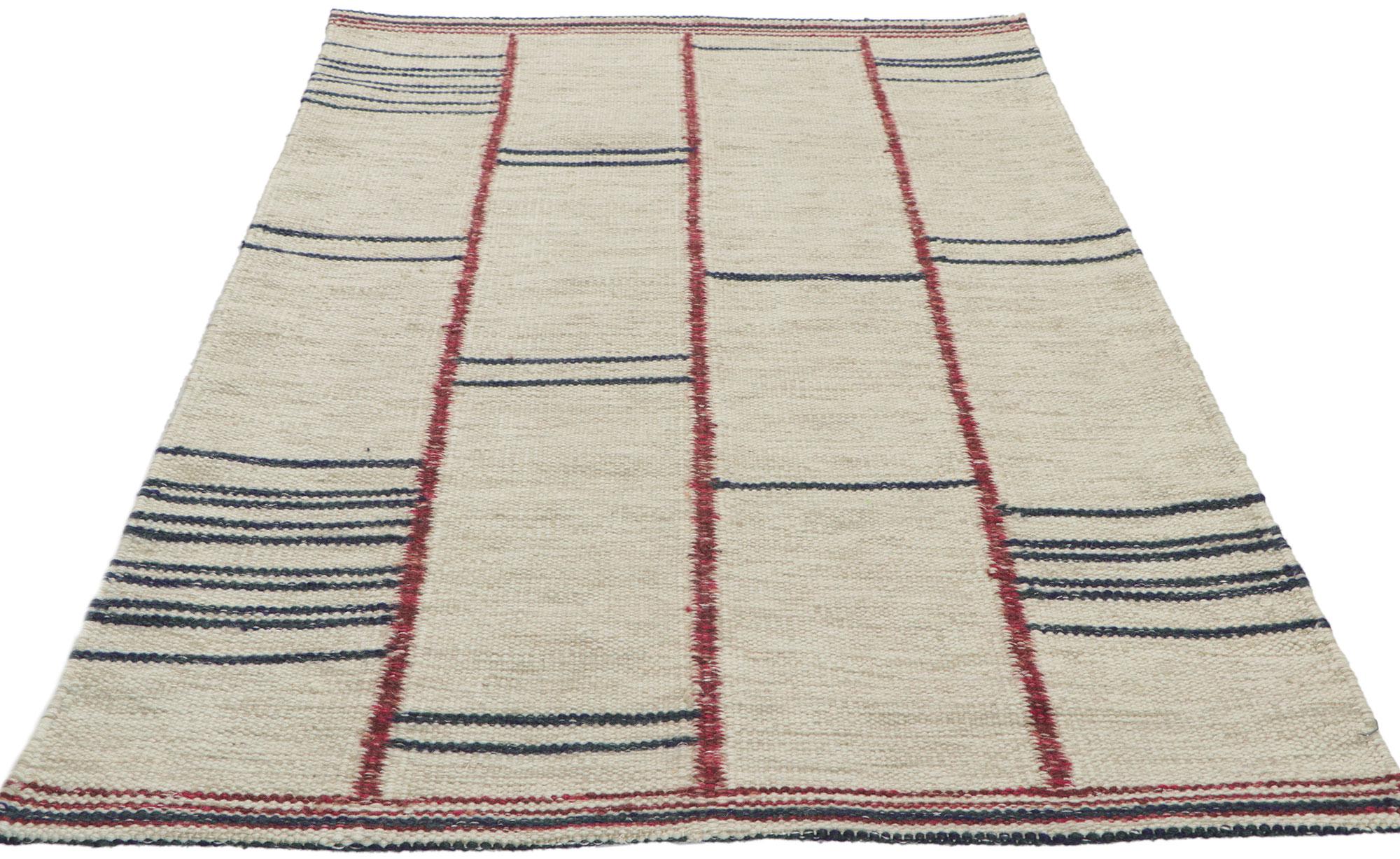 Indian Swedish Inspired Kilim Rug, Scandinavian Modern Meets Sublime Simplicity For Sale