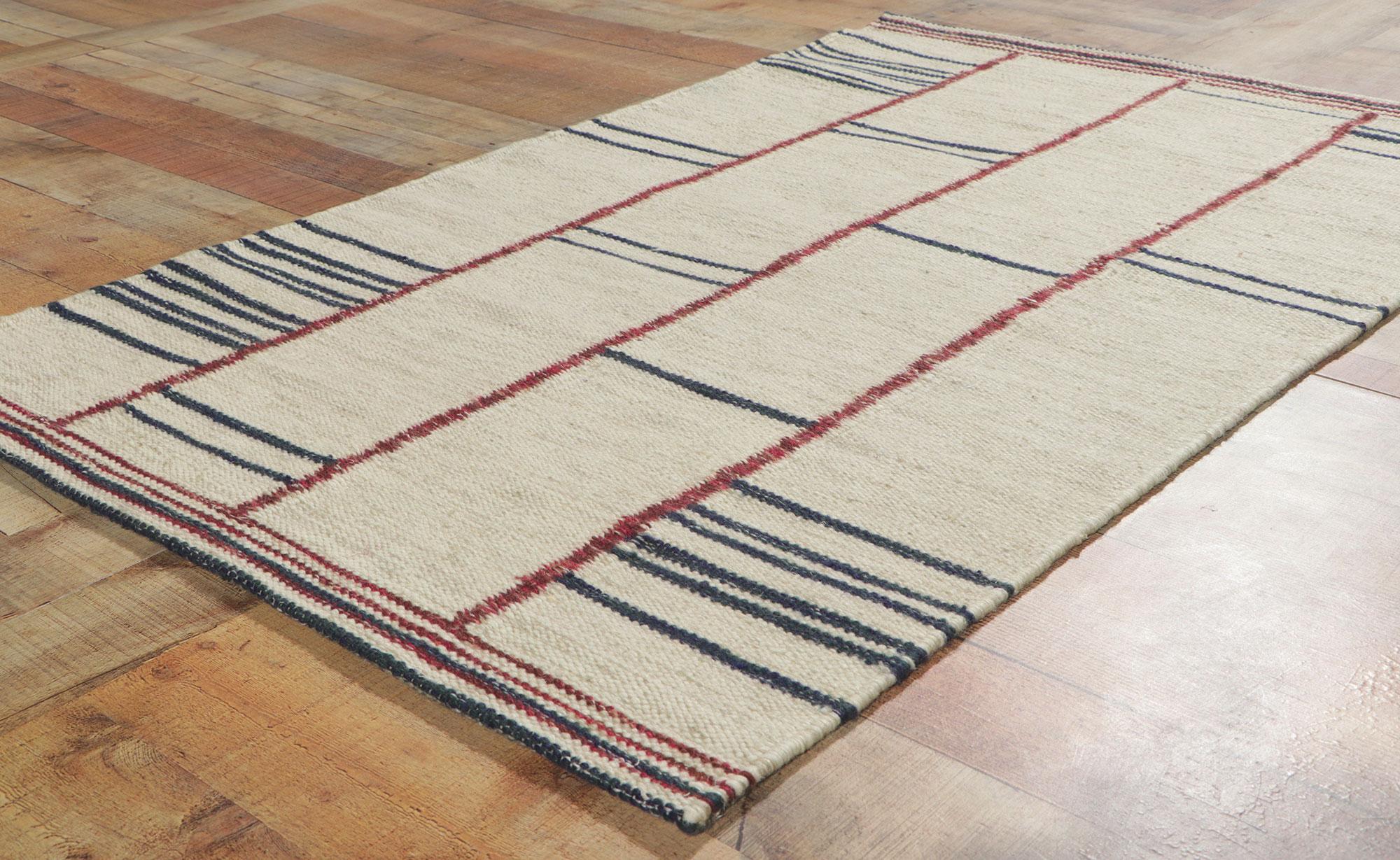 Contemporary Swedish Inspired Kilim Rug, Scandinavian Modern Meets Sublime Simplicity For Sale