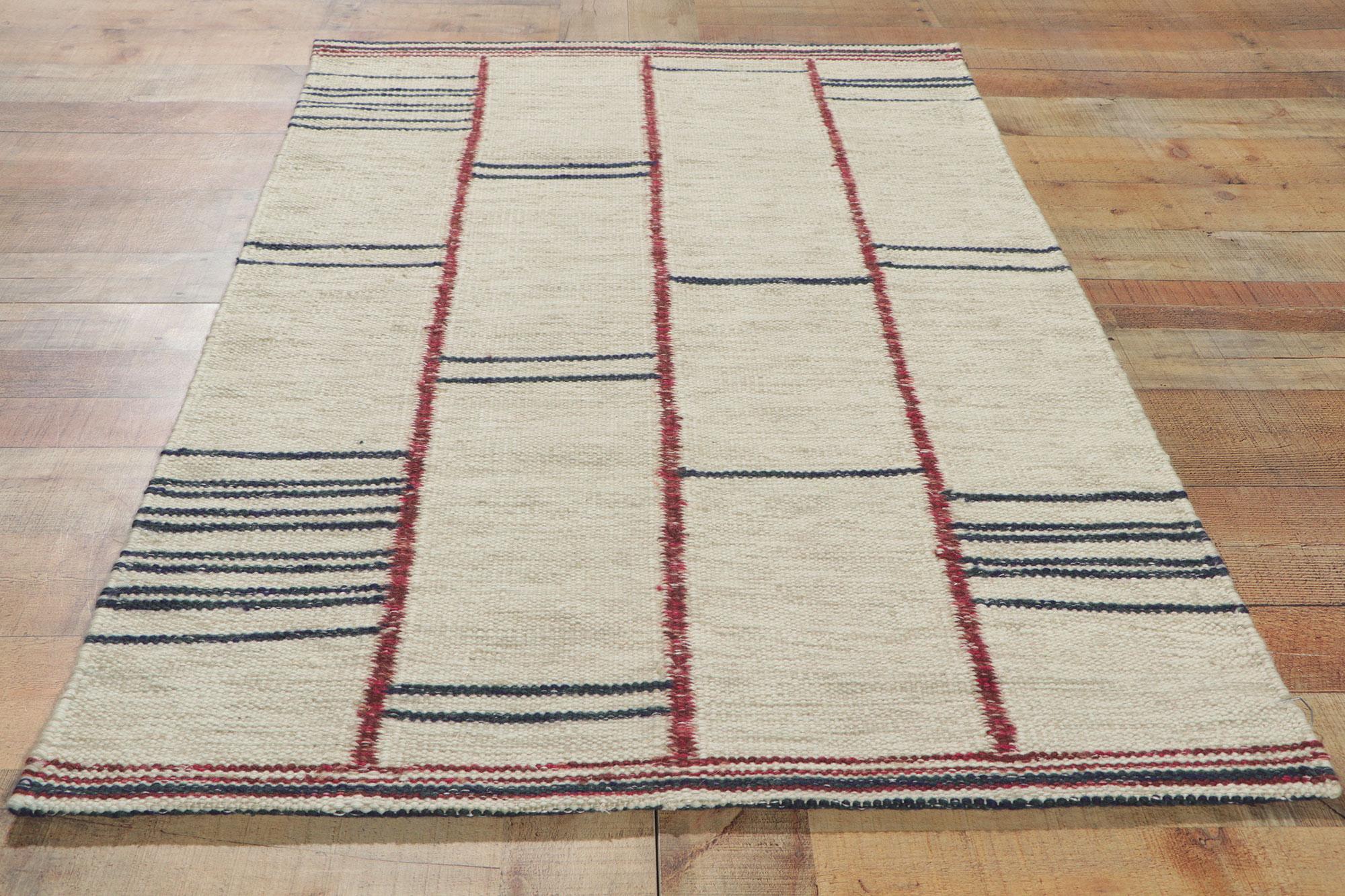 Wool Swedish Inspired Kilim Rug, Scandinavian Modern Meets Sublime Simplicity For Sale