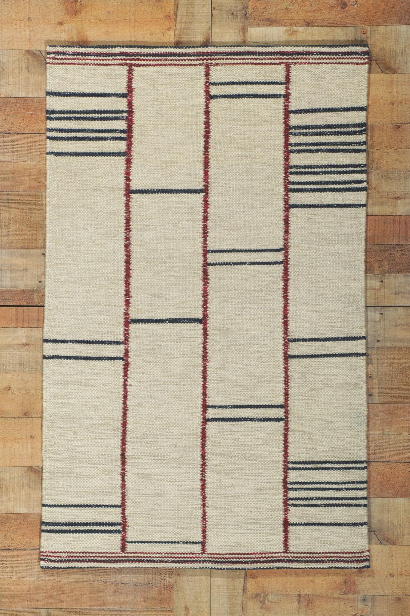 Swedish Inspired Kilim Rug, Scandinavian Modern Meets Sublime Simplicity For Sale 1