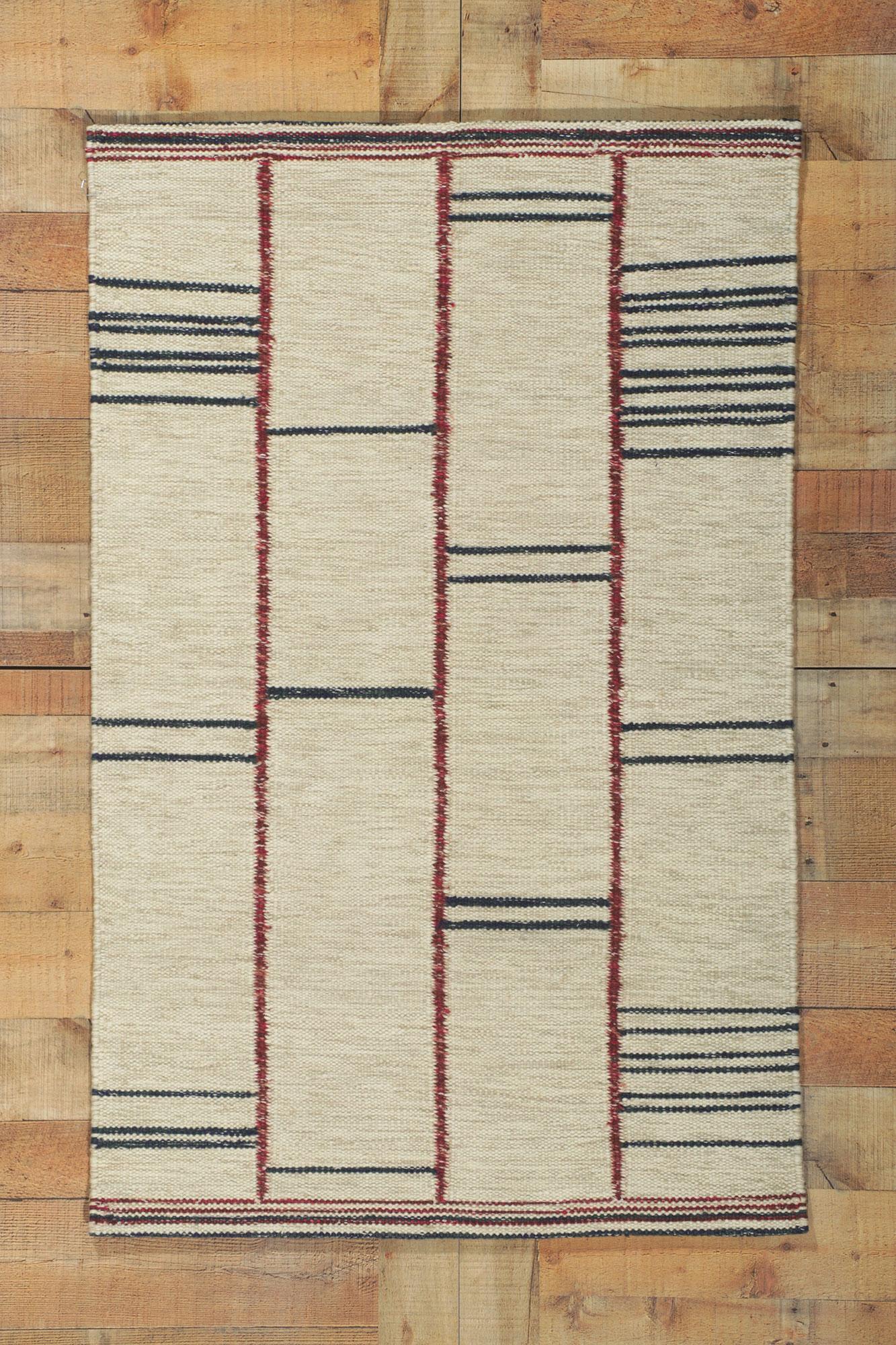 Swedish Inspired Kilim Rug, Scandinavian Modern Meets Sublime Simplicity For Sale 1