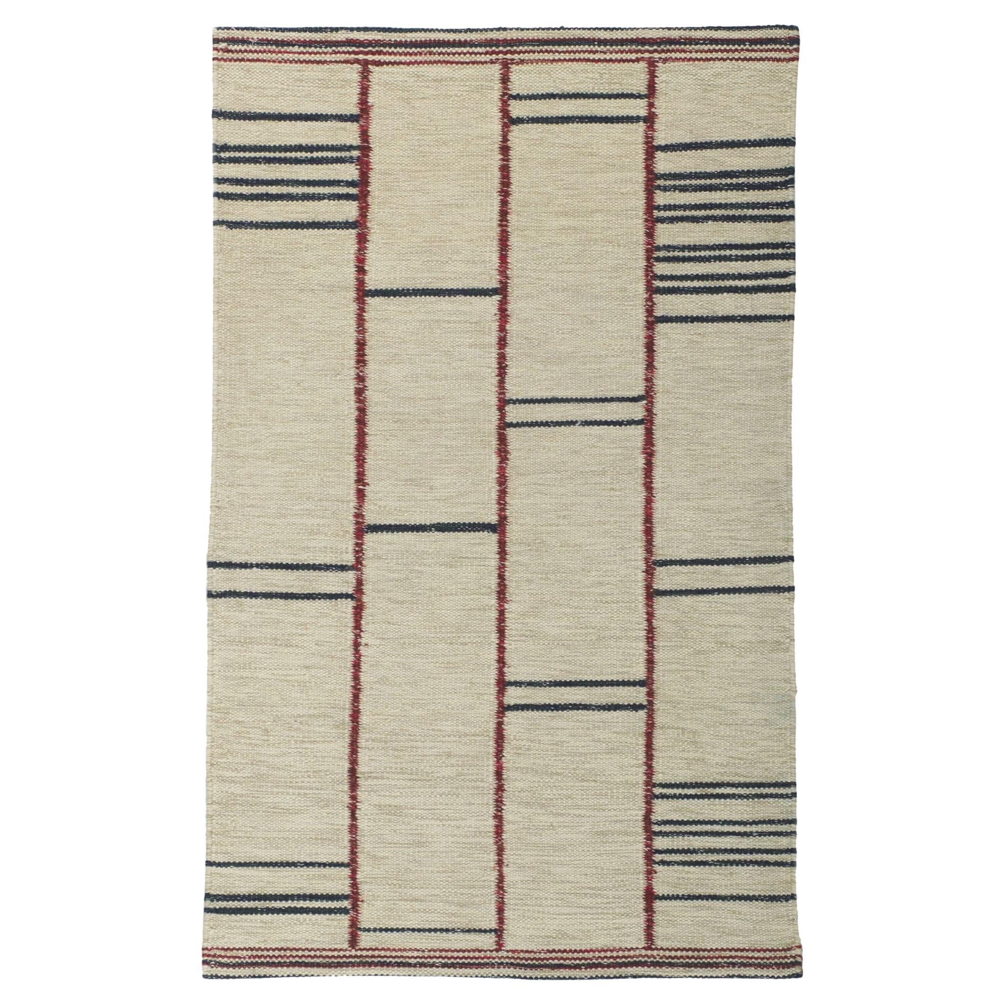 Swedish Inspired Kilim Rug, Scandinavian Modern Meets Sublime Simplicity