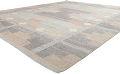 Scandinavian Modern Swedish Inspired Kilim Rug with Storsjön Design