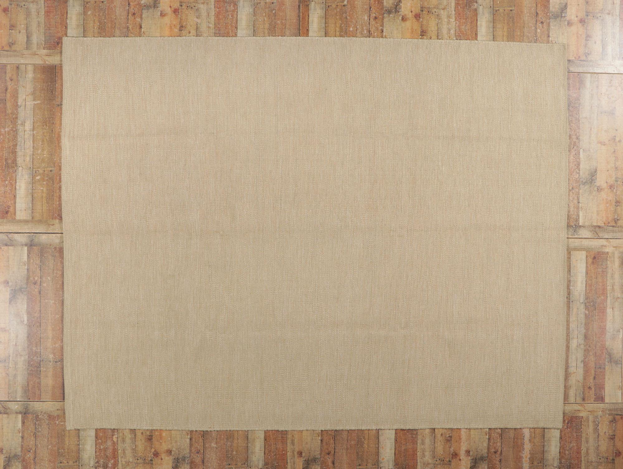 Schwedisch inspirierter Kelim-Teppich mit Rollakan im Japandi-Stil (Wolle) im Angebot