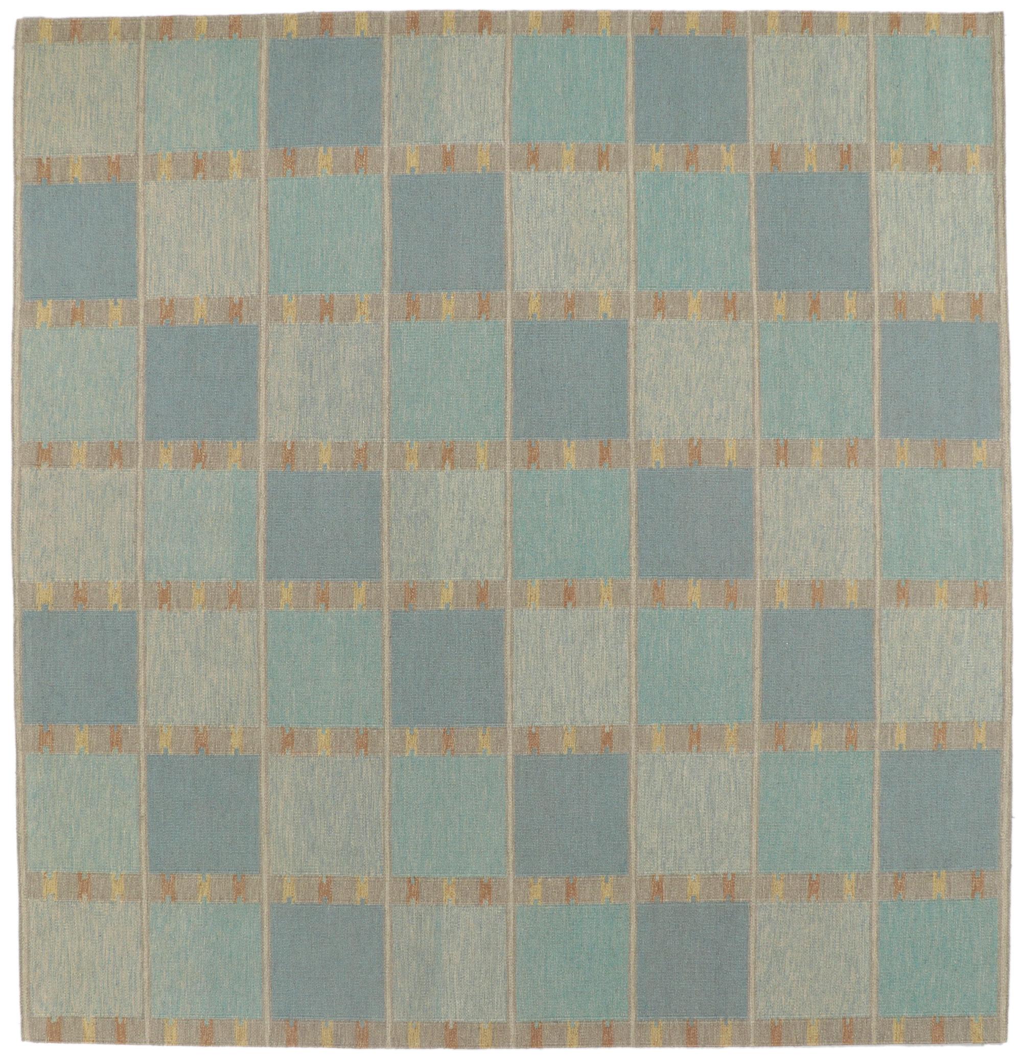 Swedish Inspired Kilim Rug, Scandinavian Modern Meets Earth-Tone Elegance 3