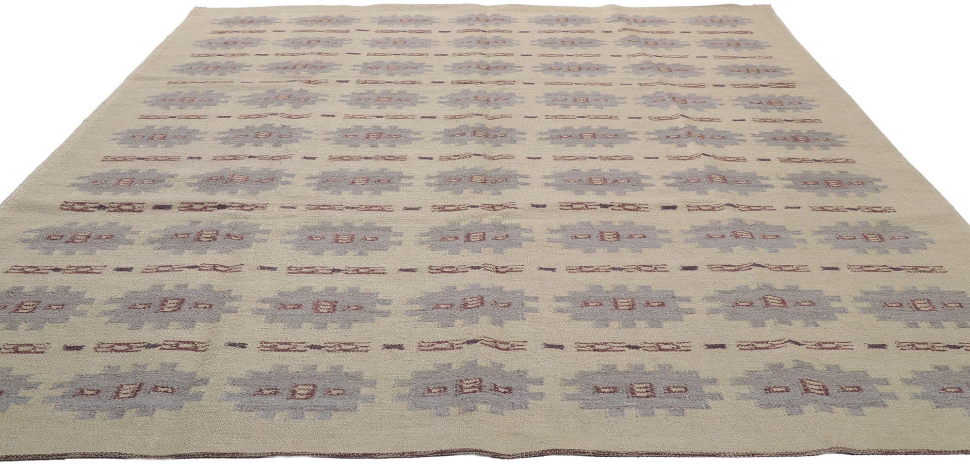 Indian New Swedish Inspired Kilim Rug with Scandinavian Modern Style For Sale