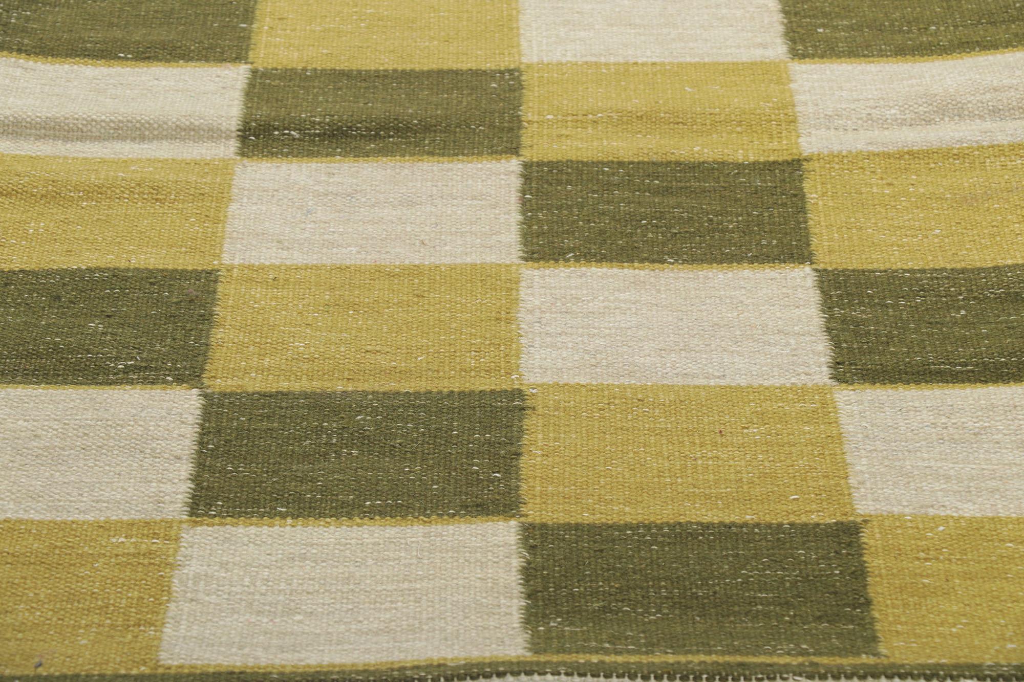 Hand-Woven New Swedish Inspired Kilim Rug with Scandinavian Modern Style For Sale