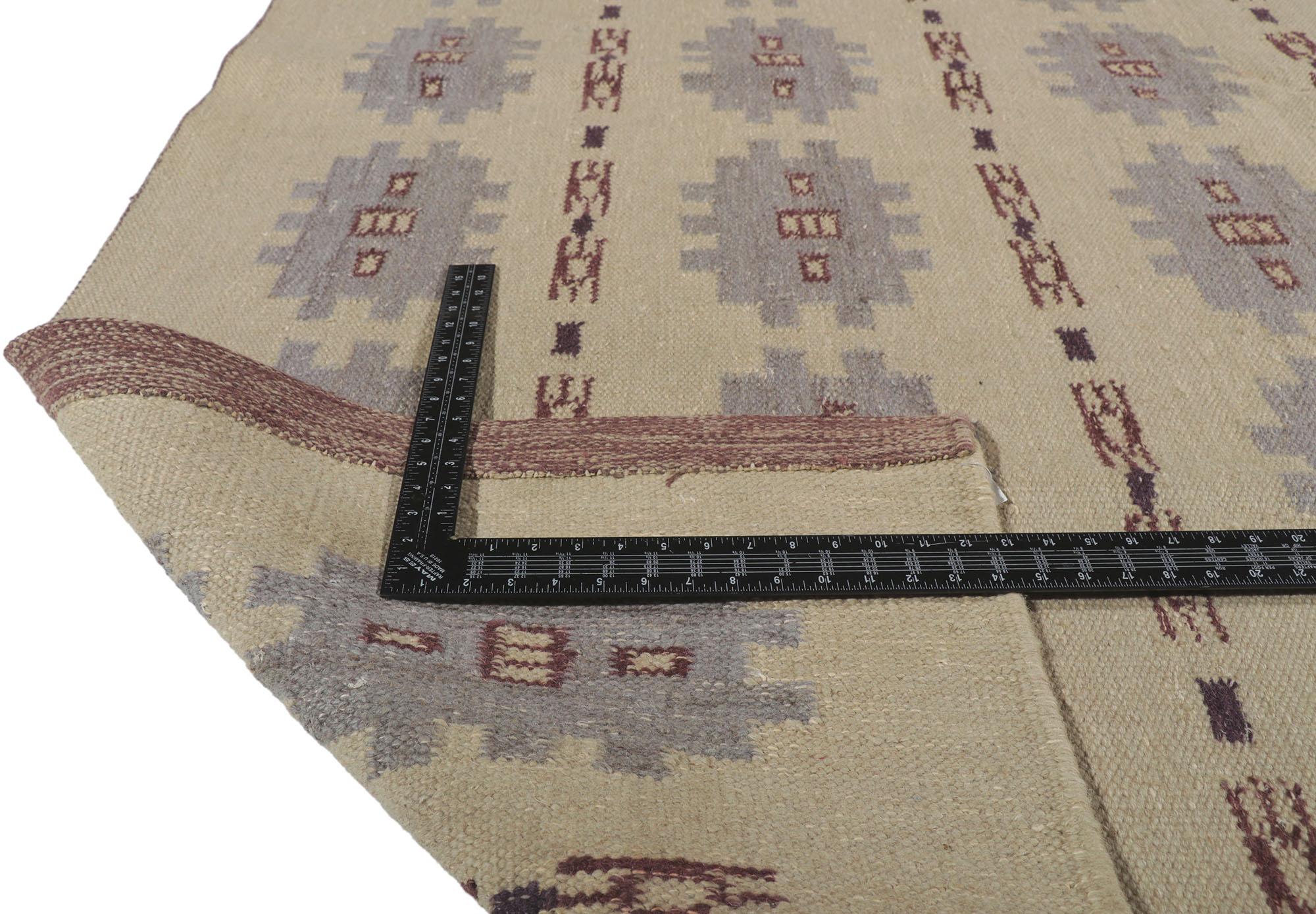 Hand-Woven New Swedish Inspired Kilim Rug with Scandinavian Modern Style For Sale
