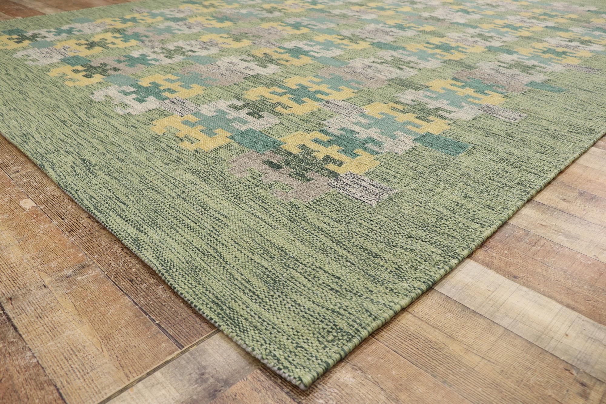 Contemporary Swedish Inspired Kilim Rug, Scandinavian Modern Meets Biophilic Design