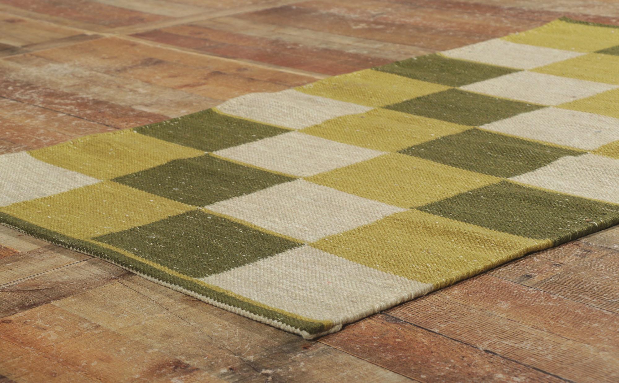 Contemporary New Swedish Inspired Kilim Rug with Scandinavian Modern Style For Sale