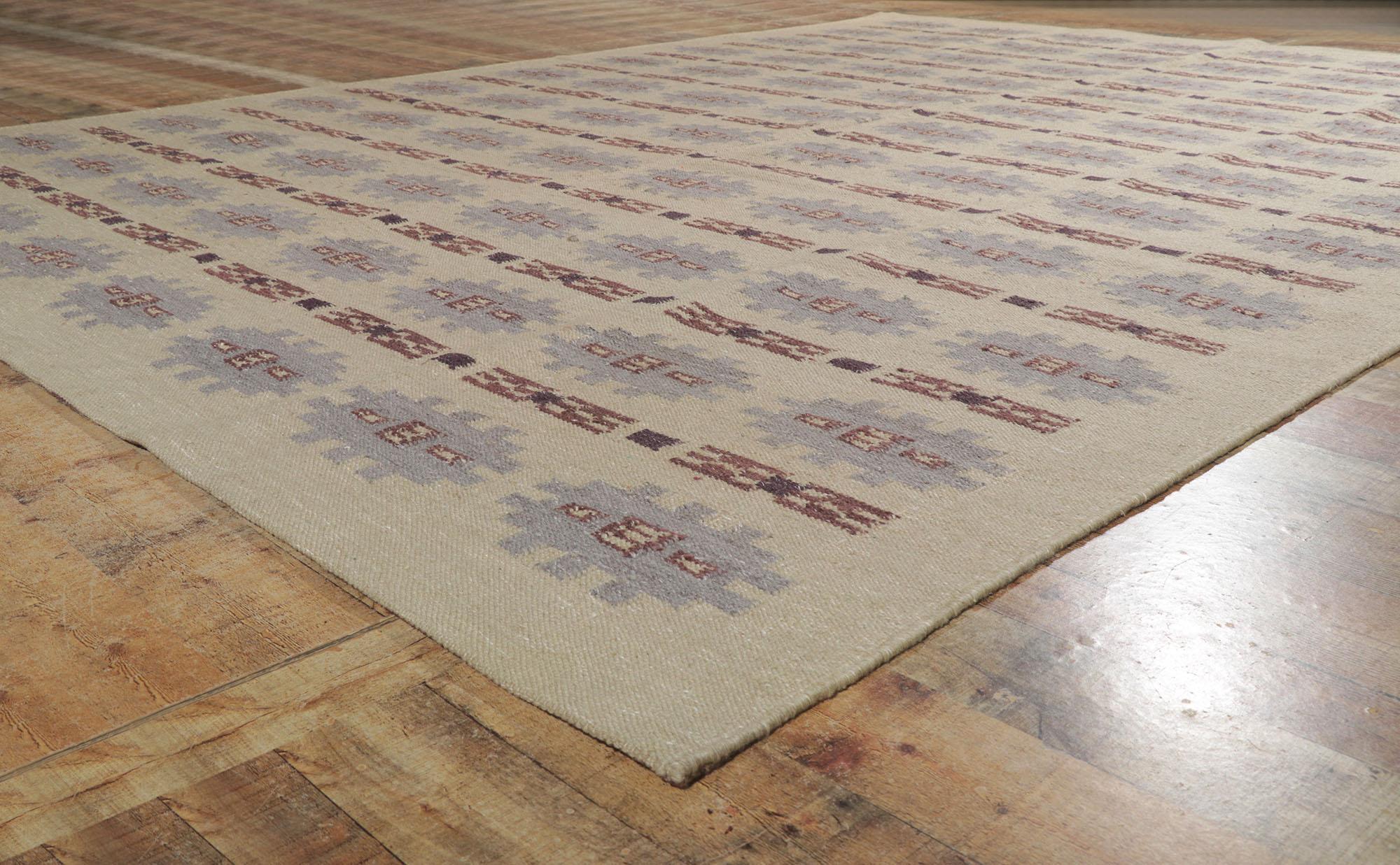 Contemporary New Swedish Inspired Kilim Rug with Scandinavian Modern Style For Sale