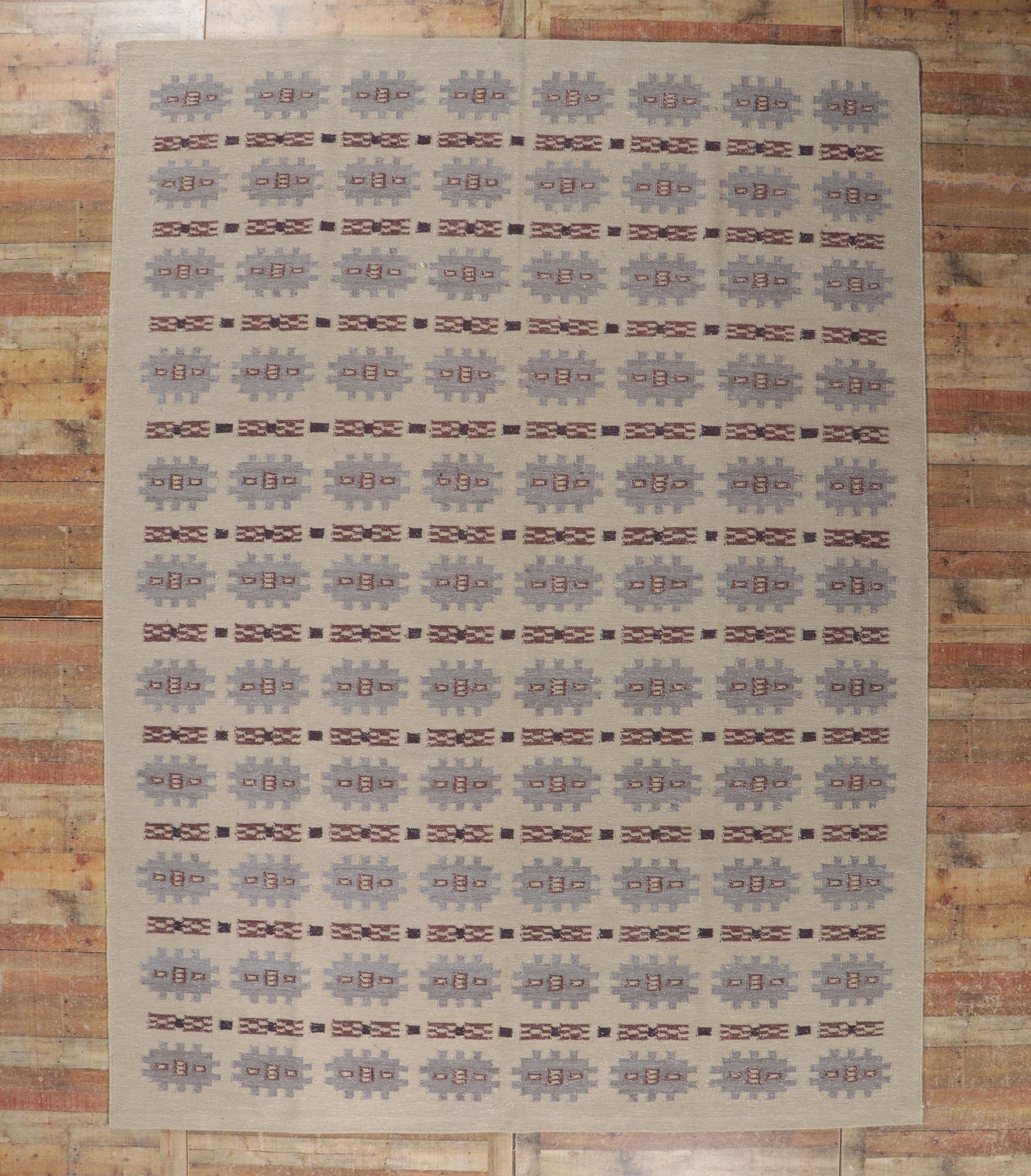 New Swedish Inspired Kilim Rug with Scandinavian Modern Style For Sale 1