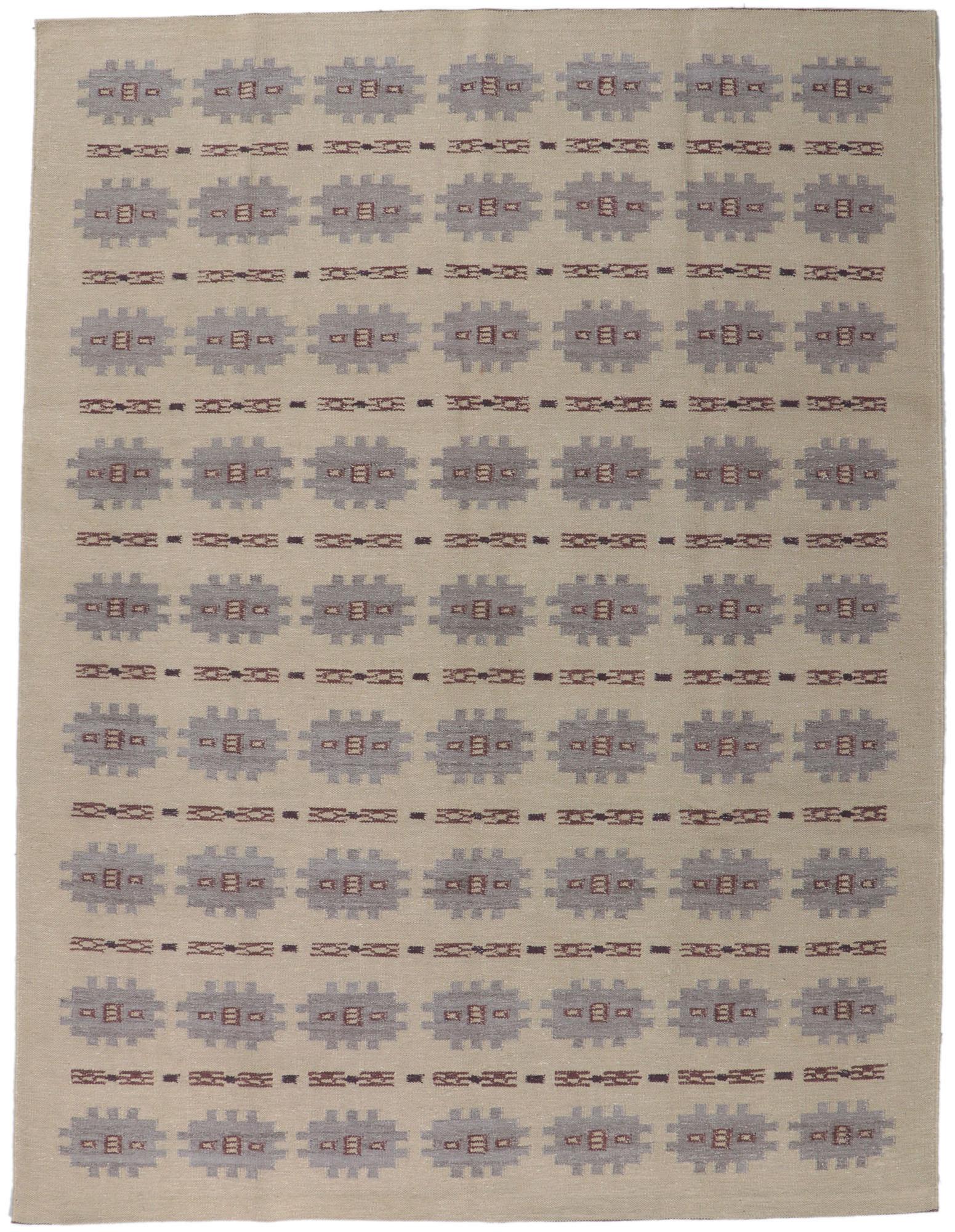 New Swedish Inspired Kilim Rug with Scandinavian Modern Style For Sale 2