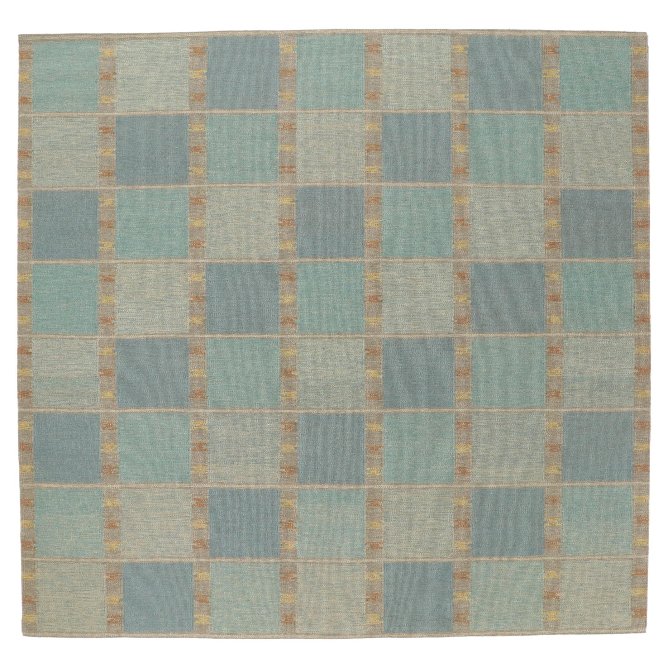 Swedish Inspired Kilim Rug, Scandinavian Modern Meets Earth-Tone Elegance