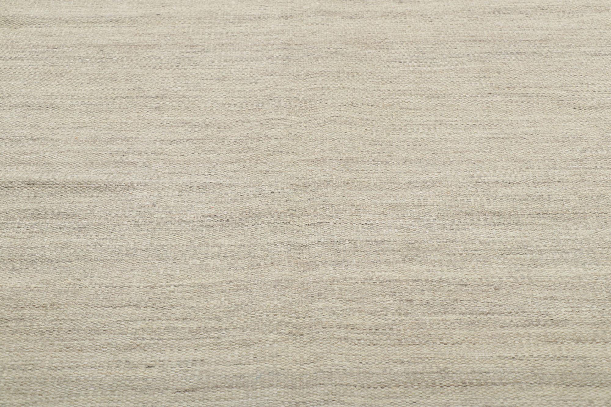 Scandinavian Modern New Scandinavian Swedish Röllakan Inspired Kilim with Japandi Style For Sale