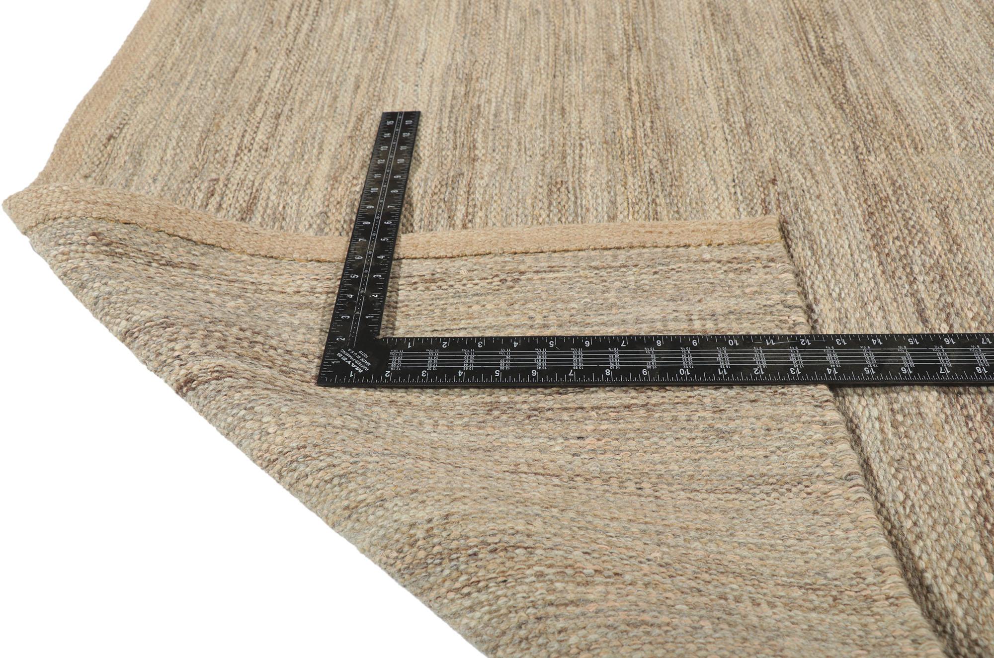 Hand-Woven Swedish Inspired Kilim Rug with Japandi Style Rollakan For Sale