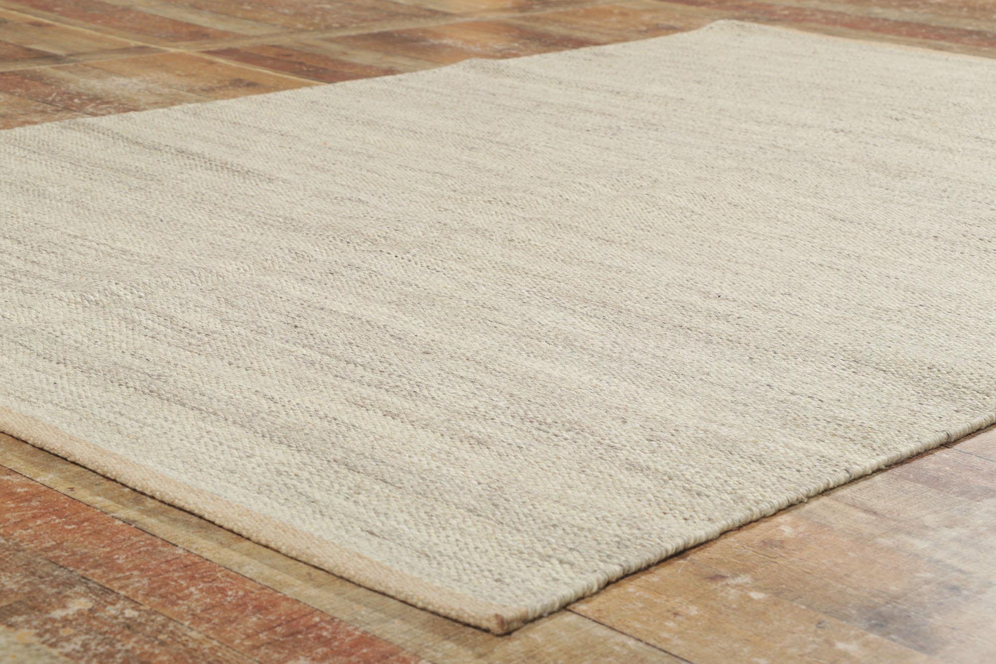 Hand-Woven New Scandinavian Swedish Röllakan Inspired Kilim with Japandi Style For Sale