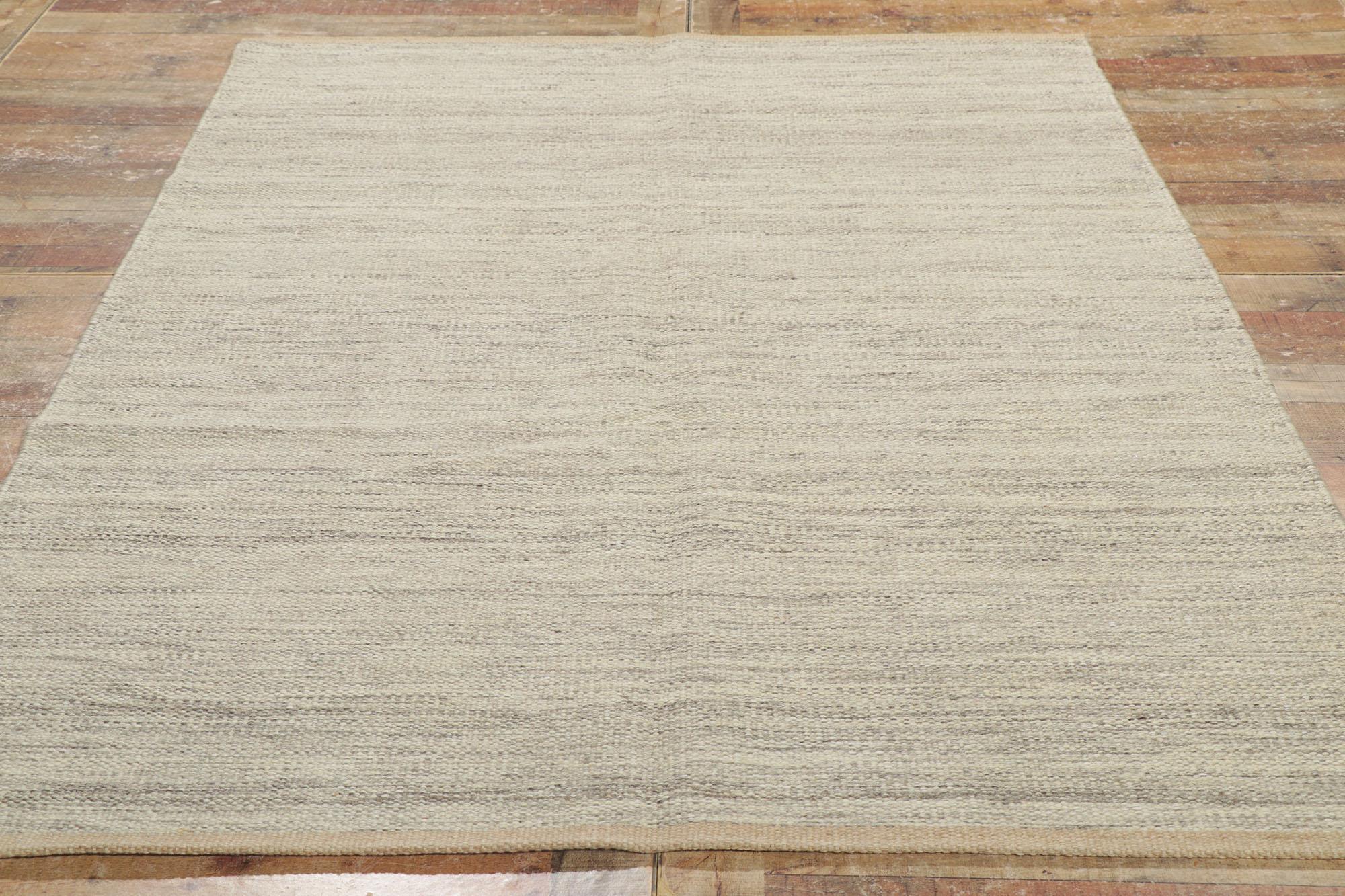 Contemporary Swedish Inspired Kilim Rug with Japandi Style Rollakan For Sale