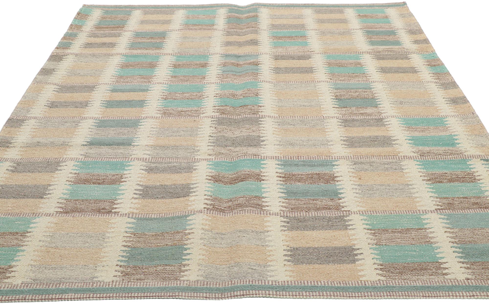 Indian New Swedish Inspired Kilim with Scandinavian Modern Style For Sale