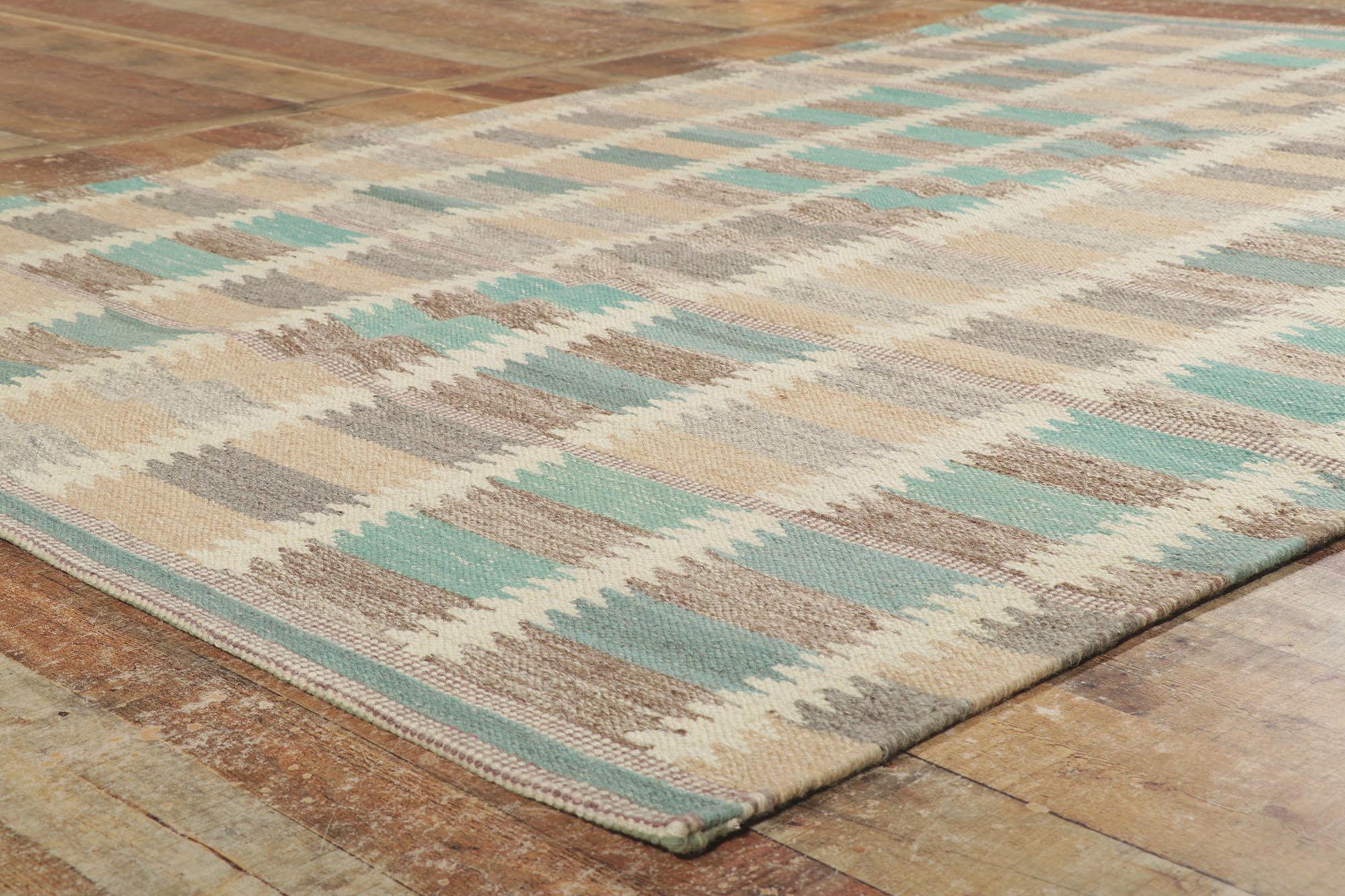 Contemporary New Swedish Inspired Kilim with Scandinavian Modern Style For Sale