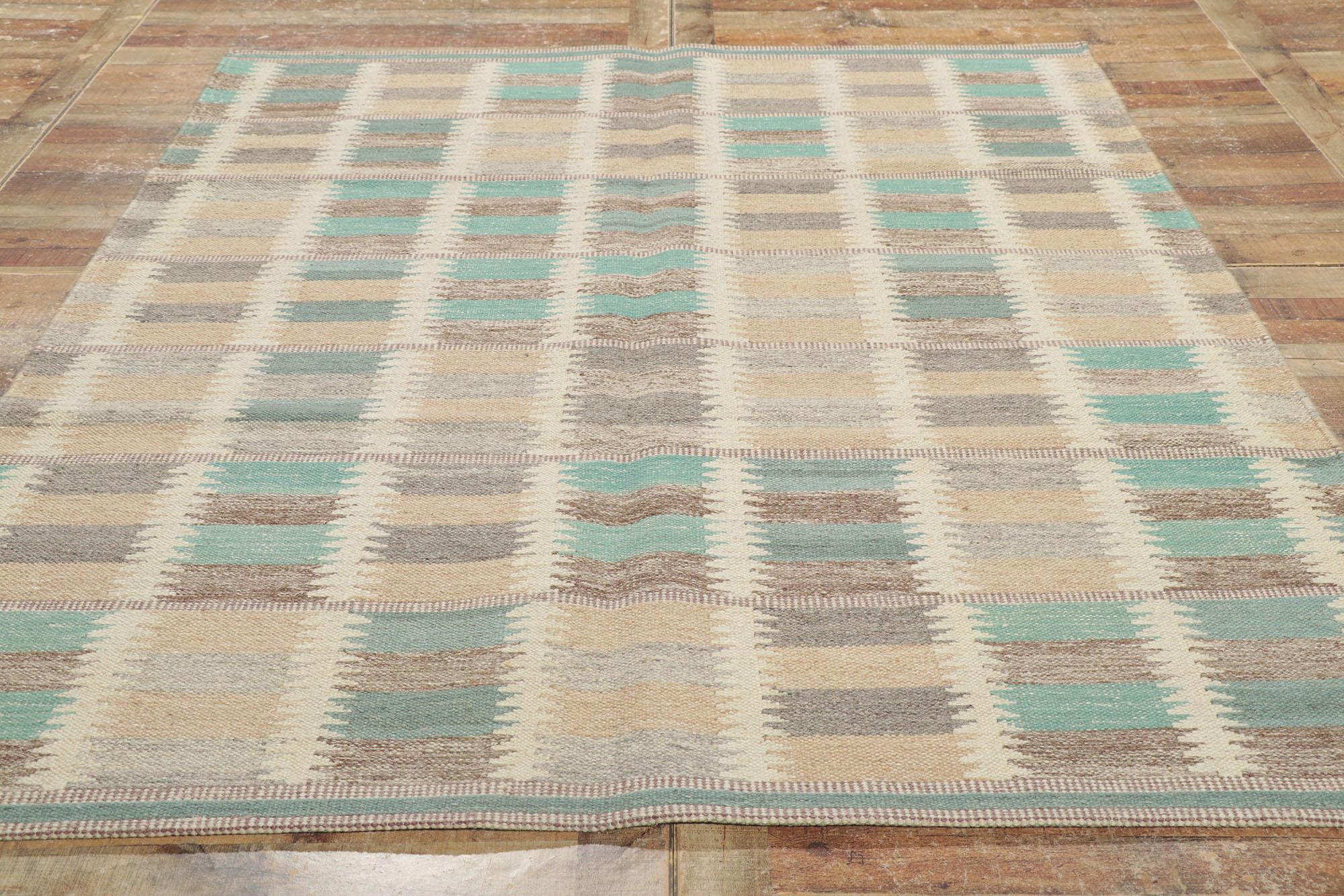 Wool New Swedish Inspired Kilim with Scandinavian Modern Style For Sale