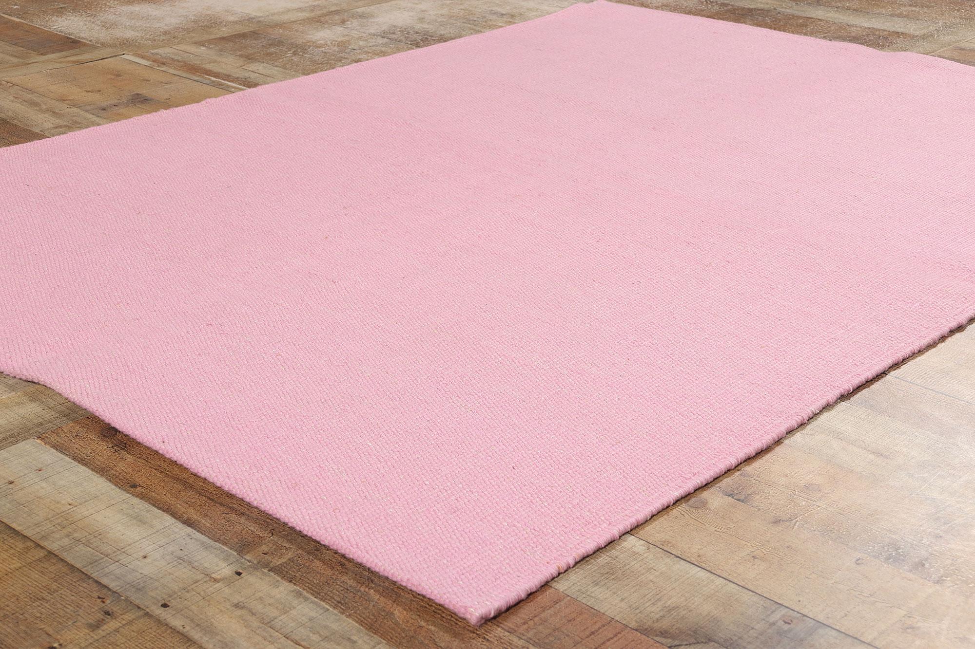 New Swedish Inspired Pink Kilim Rug with Scandinavian Modern Style For Sale 4