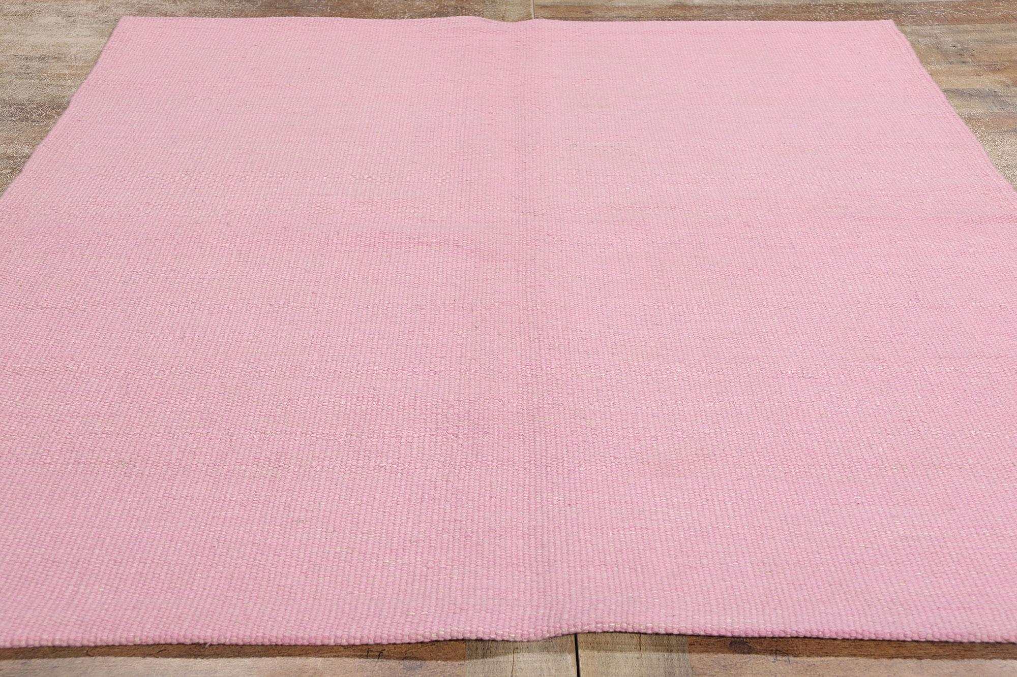 New Swedish Inspired Pink Kilim Rug with Scandinavian Modern Style For Sale 8