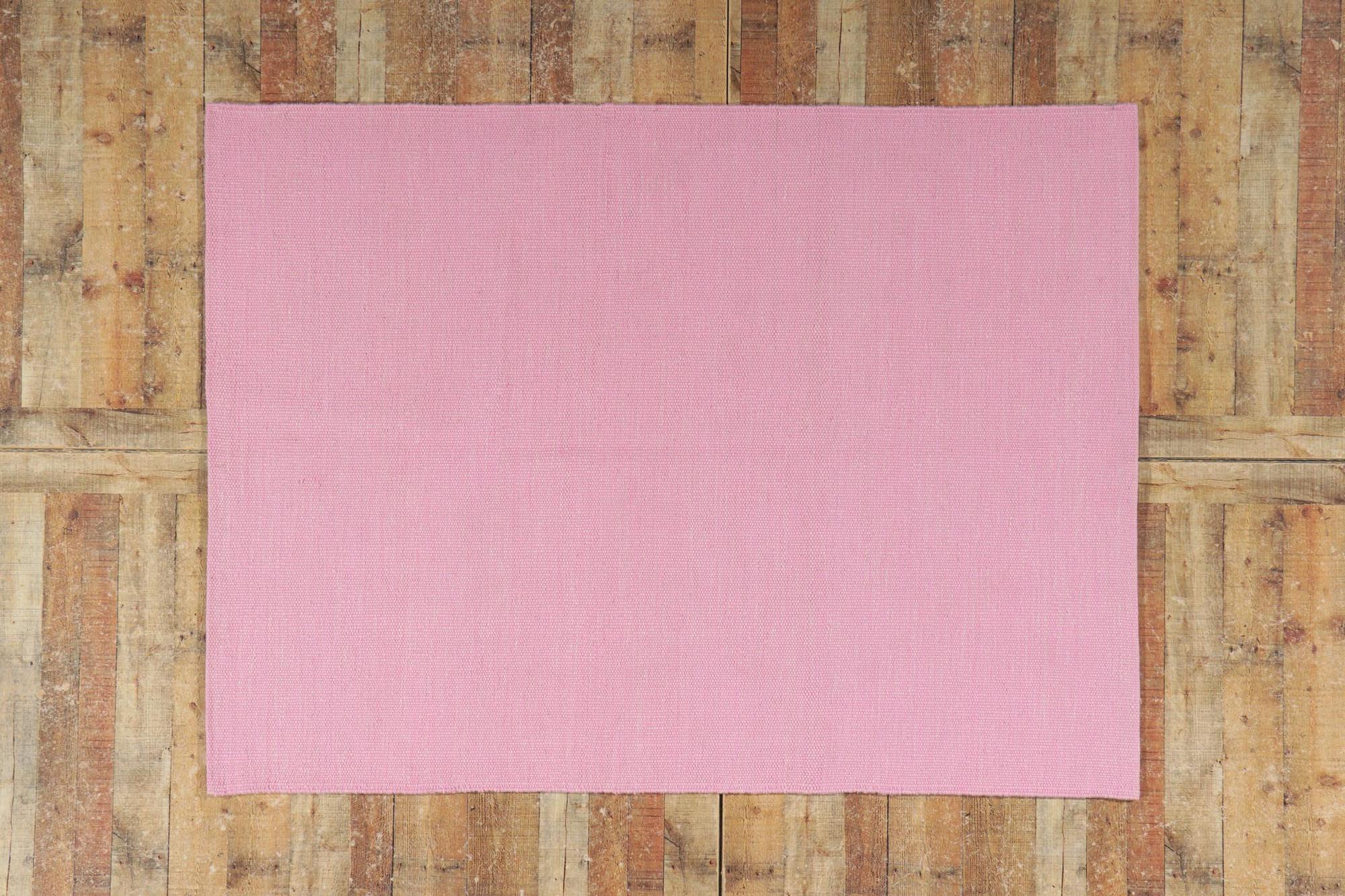 New Swedish Inspired Pink Kilim Rug with Scandinavian Modern Style For Sale 9