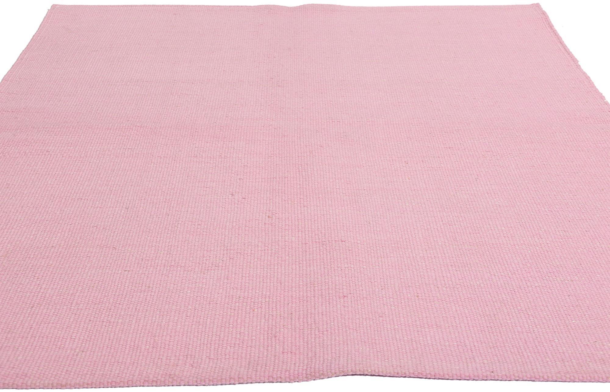 Hand-Woven New Swedish Inspired Pink Kilim Rug with Scandinavian Modern Style For Sale