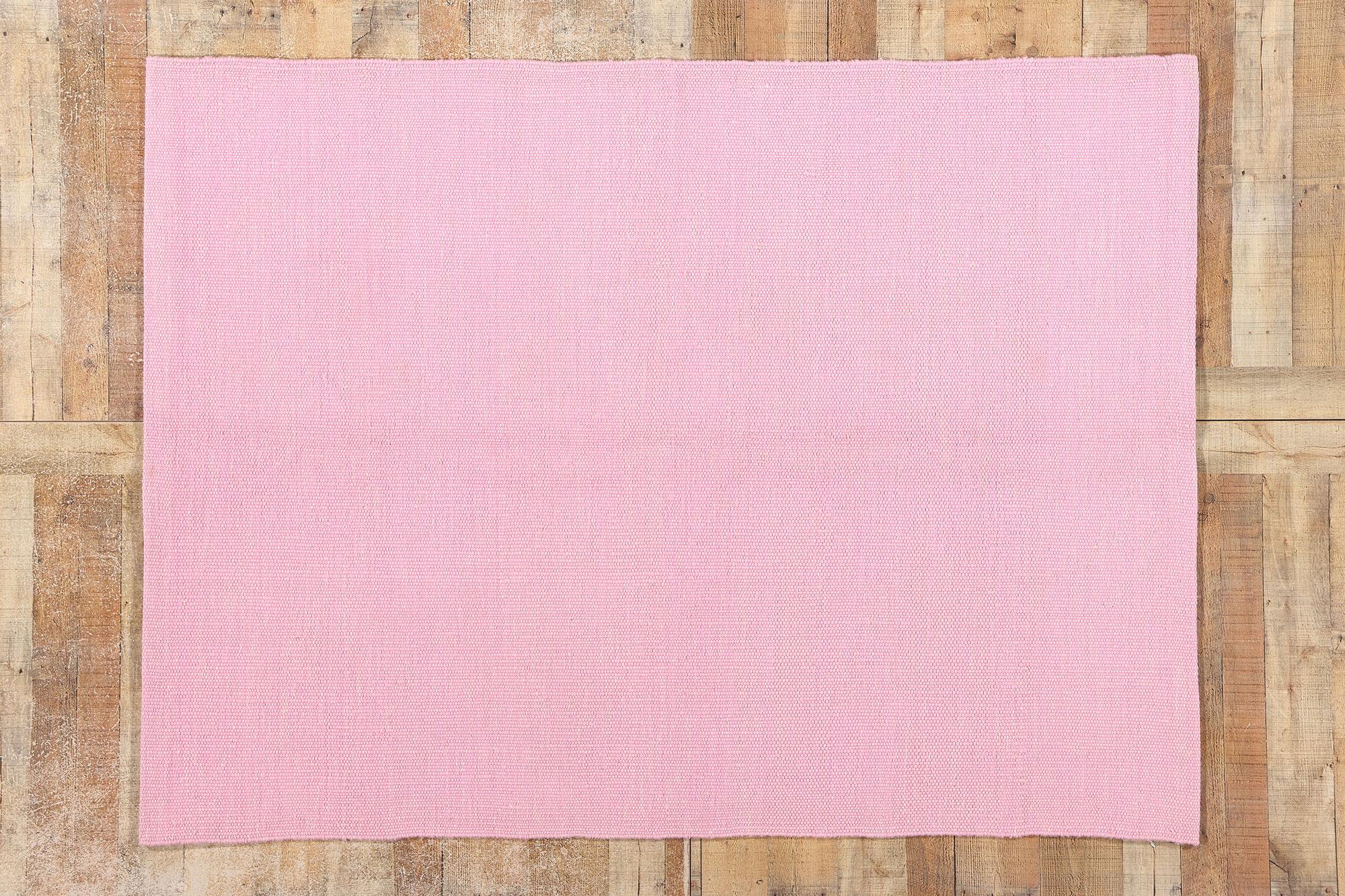 New Swedish Inspired Pink Kilim Rug with Scandinavian Modern Style For Sale 9