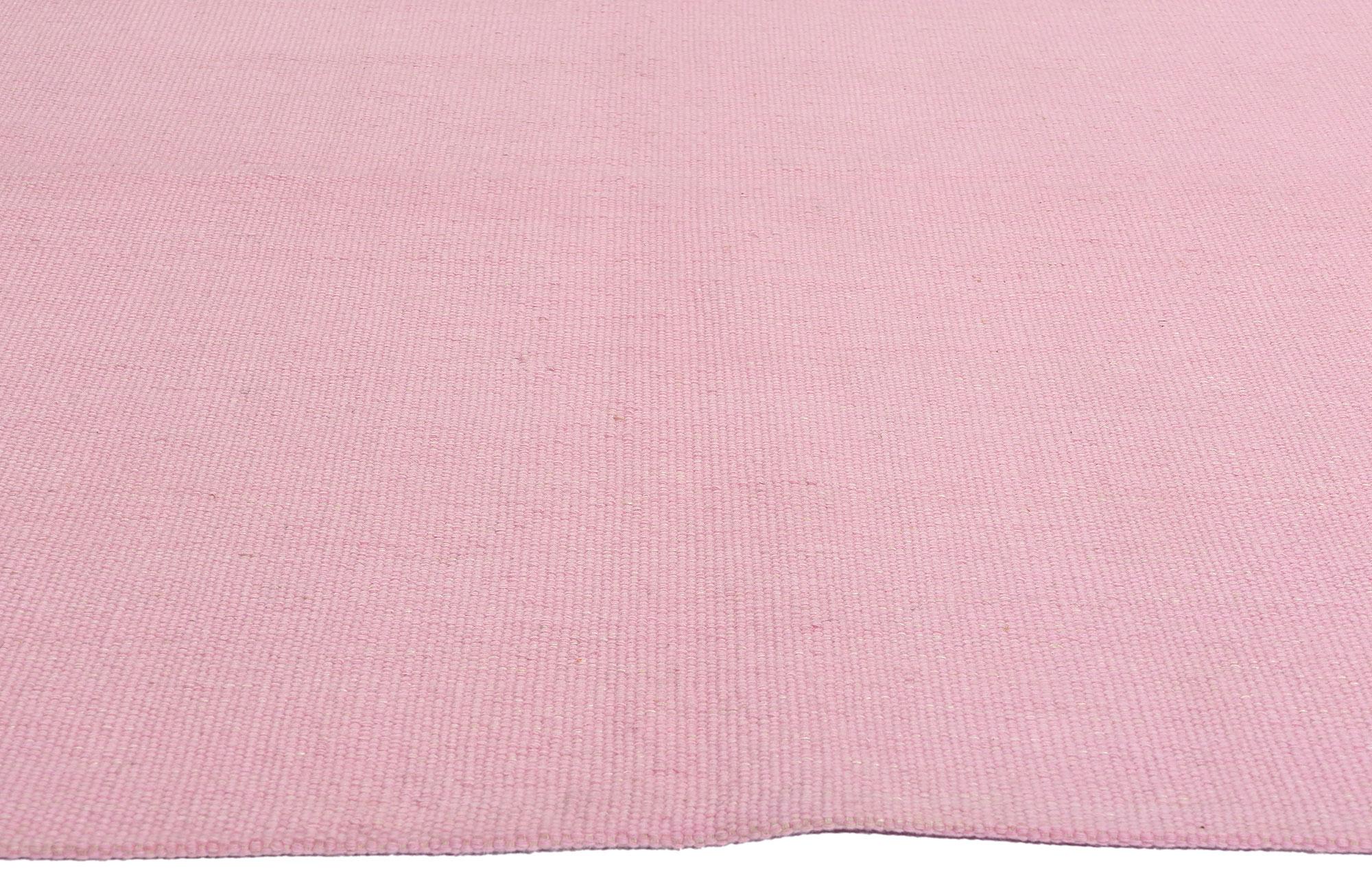 Wool New Swedish Inspired Pink Kilim Rug with Scandinavian Modern Style For Sale