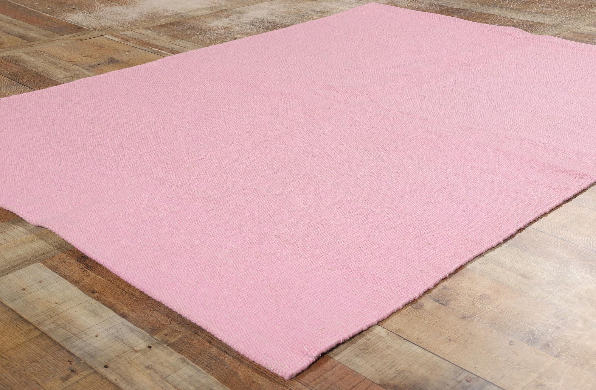 New Swedish Inspired Pink Kilim Rug with Scandinavian Modern Style For Sale 5