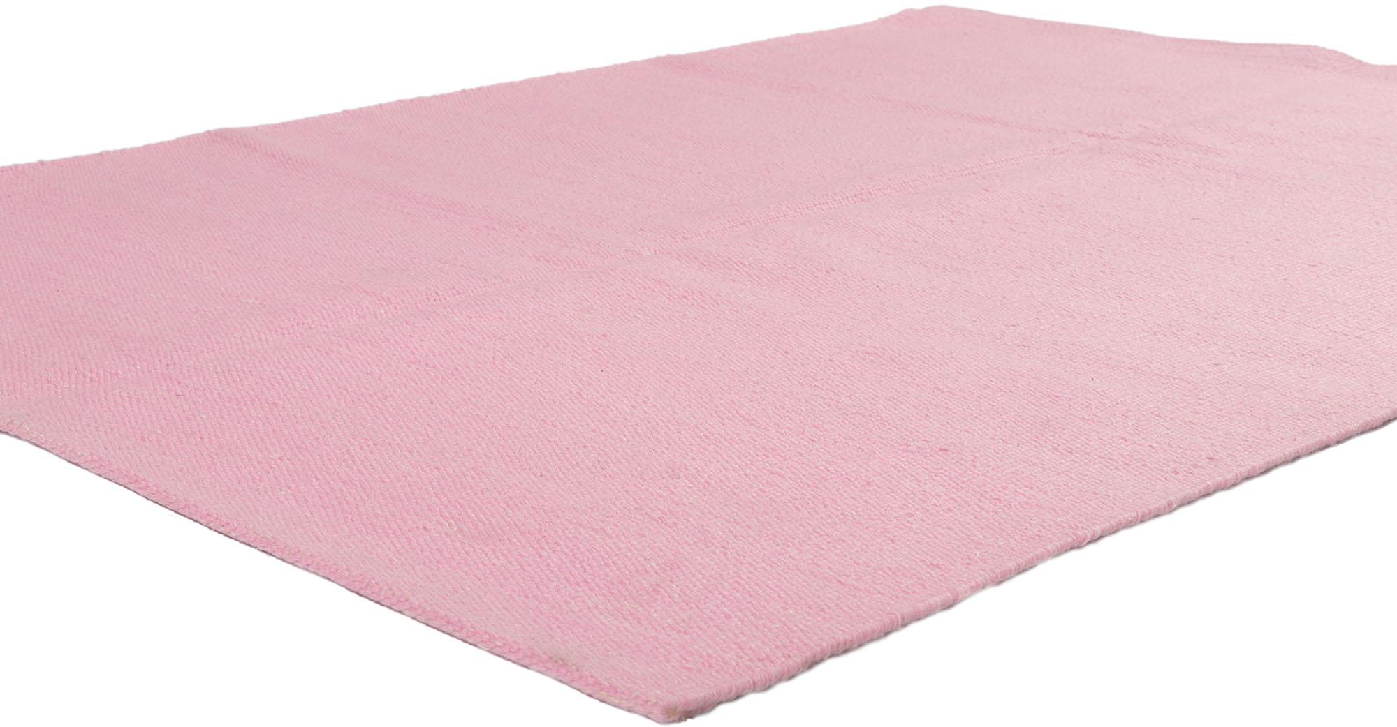 Indian New Swedish Inspired Pink Kilim Rug with Scandinavian Modern Style For Sale