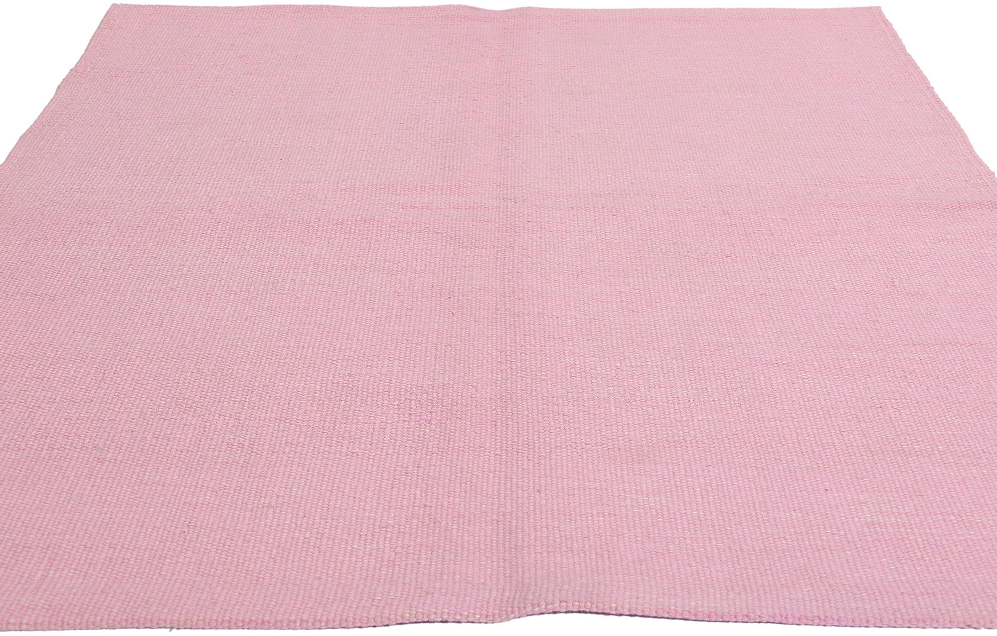 Hand-Woven New Swedish Inspired Pink Kilim Rug with Scandinavian Modern Style For Sale