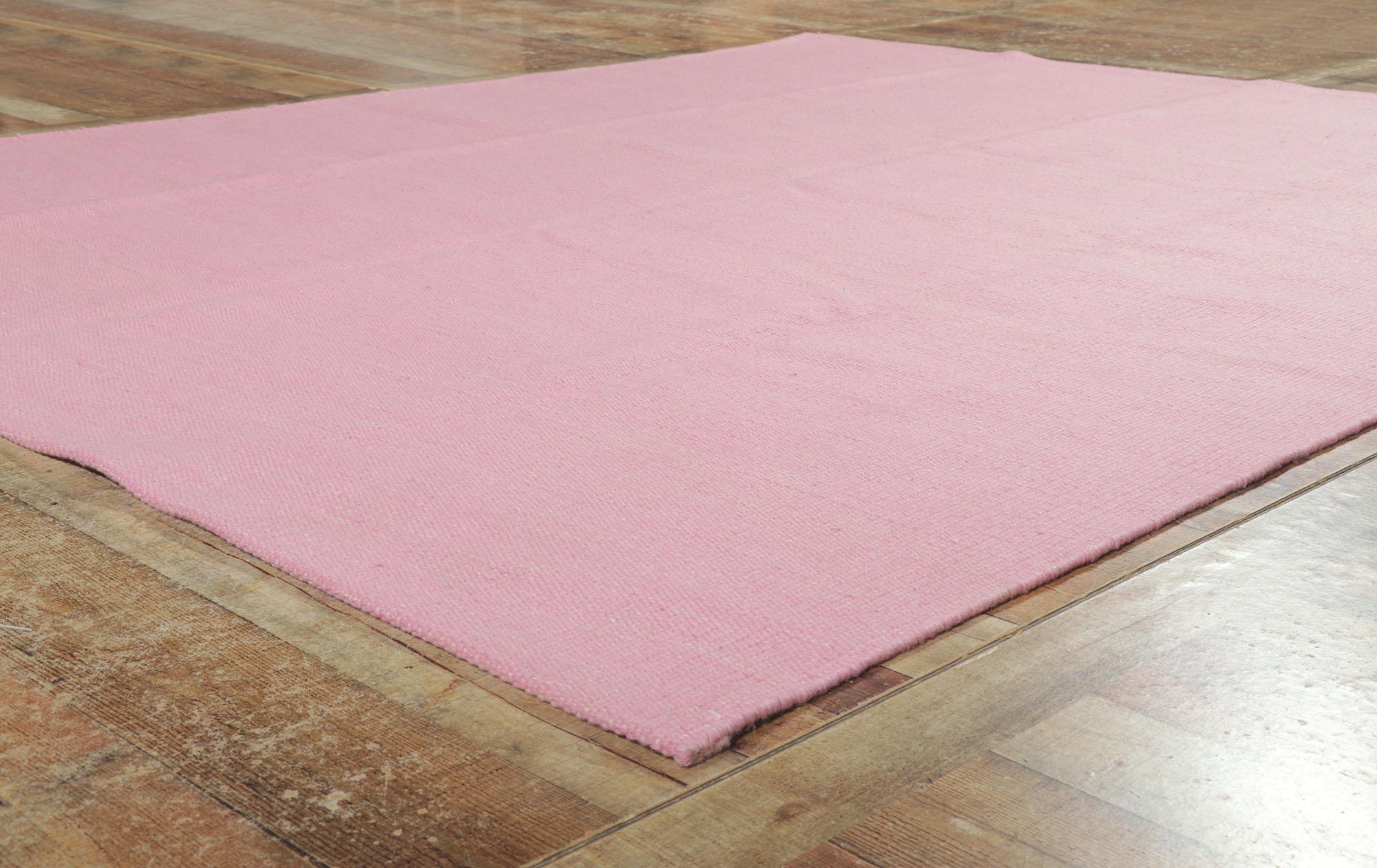 New Swedish Inspired Pink Kilim Rug with Scandinavian Modern Style In New Condition For Sale In Dallas, TX