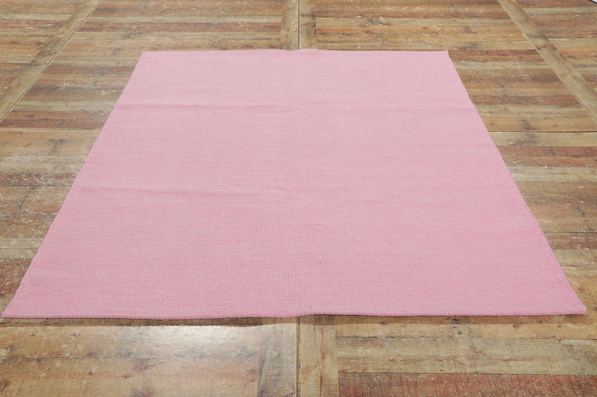 New Swedish Inspired Pink Kilim Rug with Scandinavian Modern Style For Sale 7