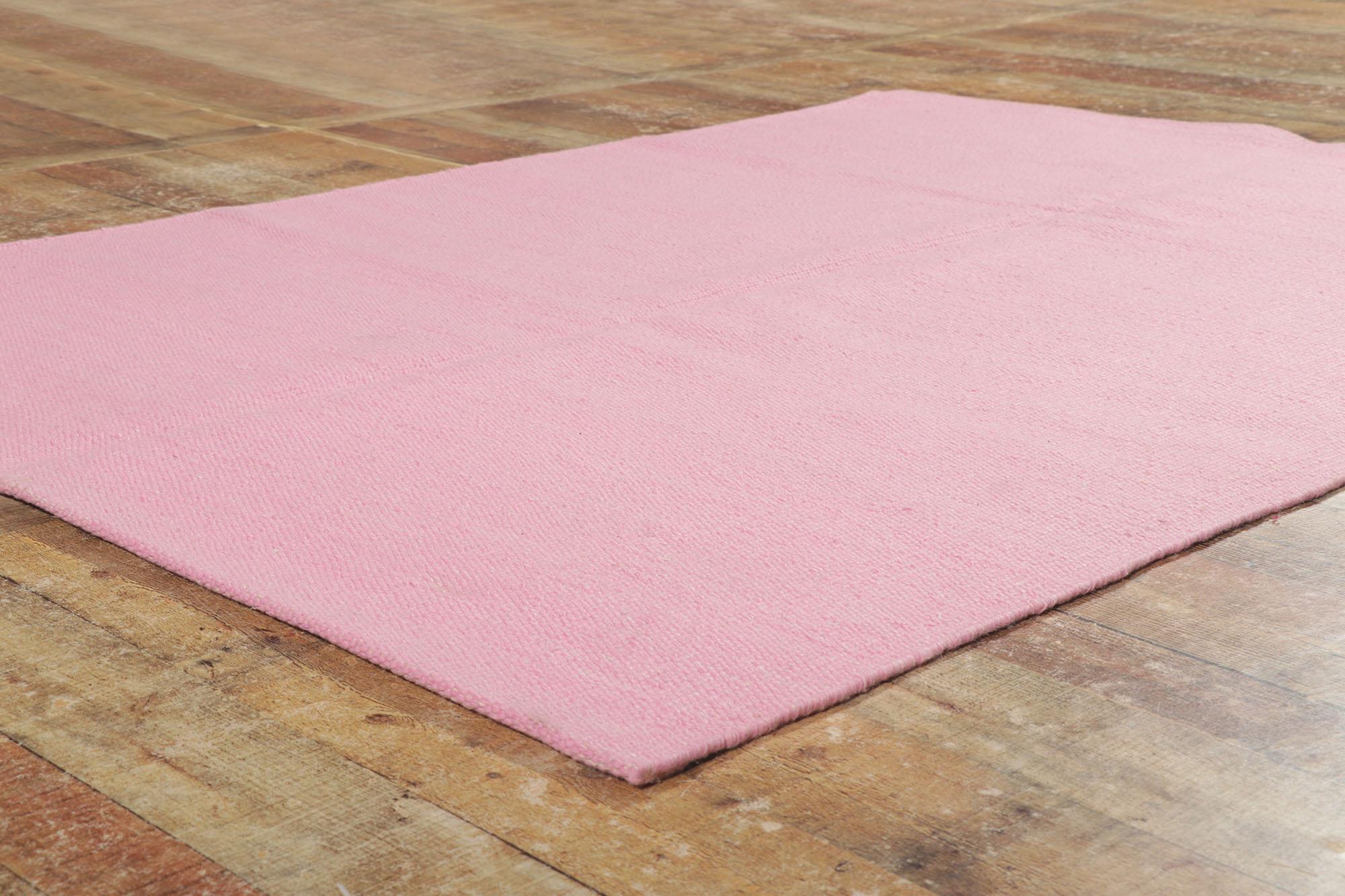 New Swedish Inspired Pink Kilim Rug with Scandinavian Modern Style For Sale 6