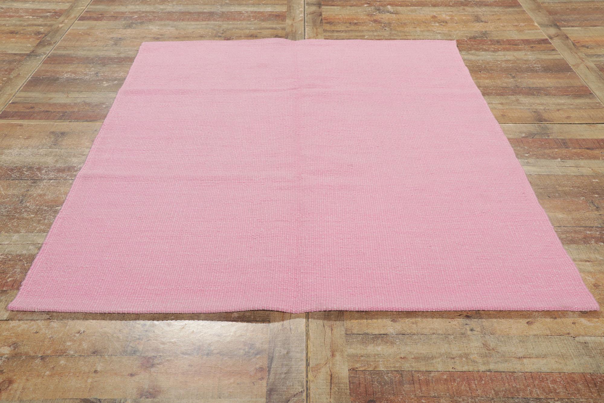 New Swedish Inspired Pink Kilim Rug with Scandinavian Modern Style For Sale 7