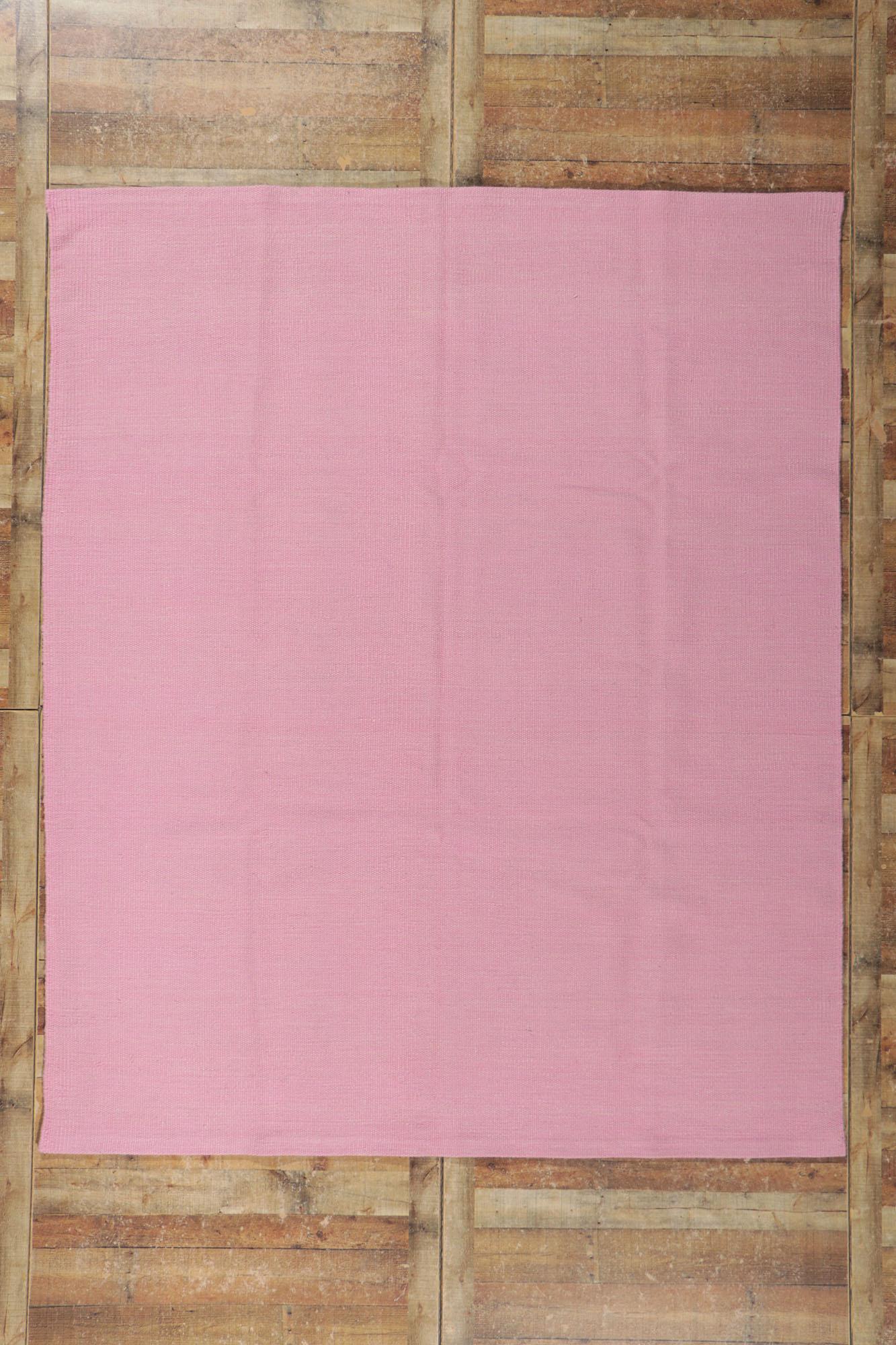 New Swedish Inspired Pink Kilim Rug with Scandinavian Modern Style For Sale 2