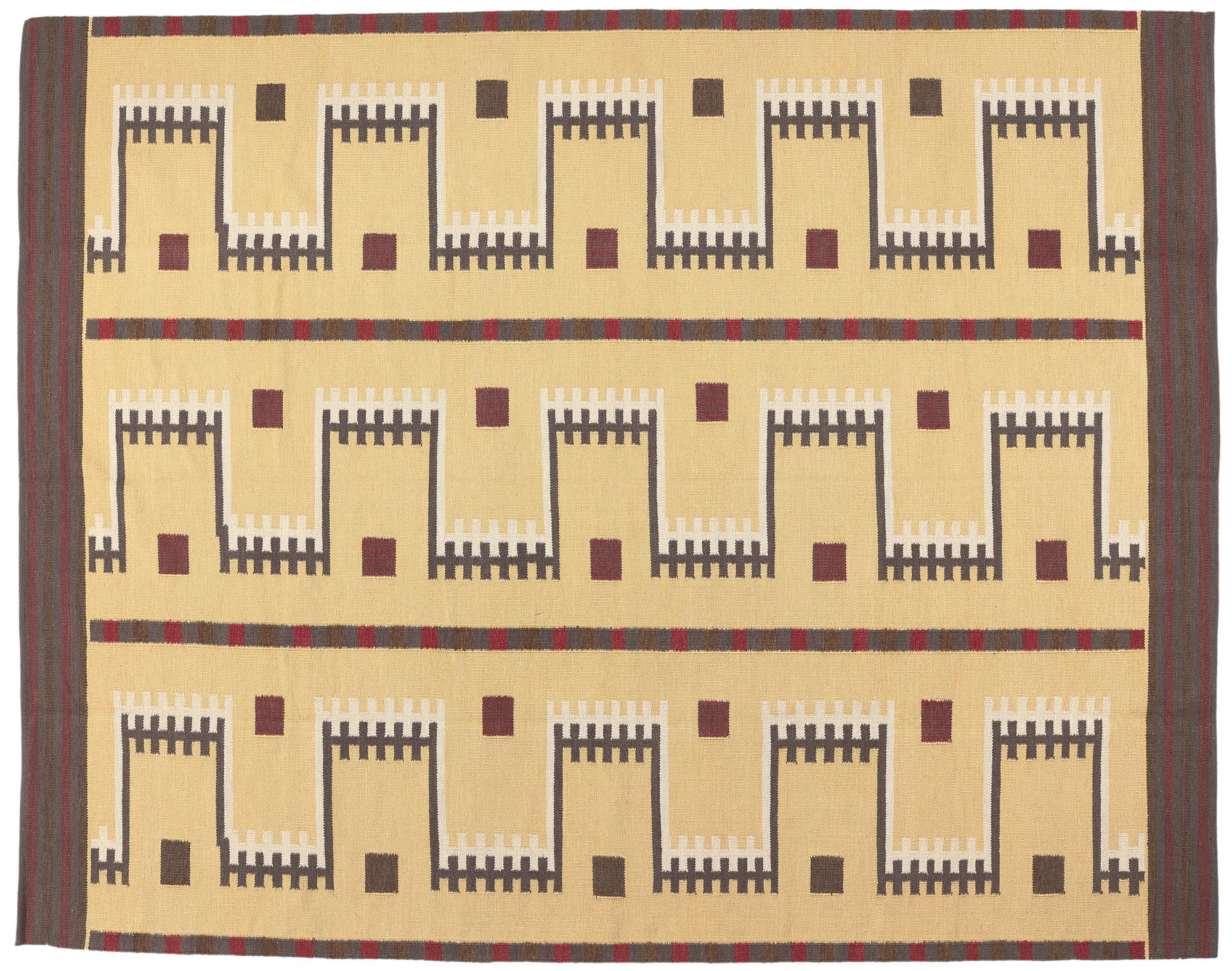 New Swedish Inspired Scandinavian Modern Style Kilim Rug, 10'02 x 12'10 in vendita 2