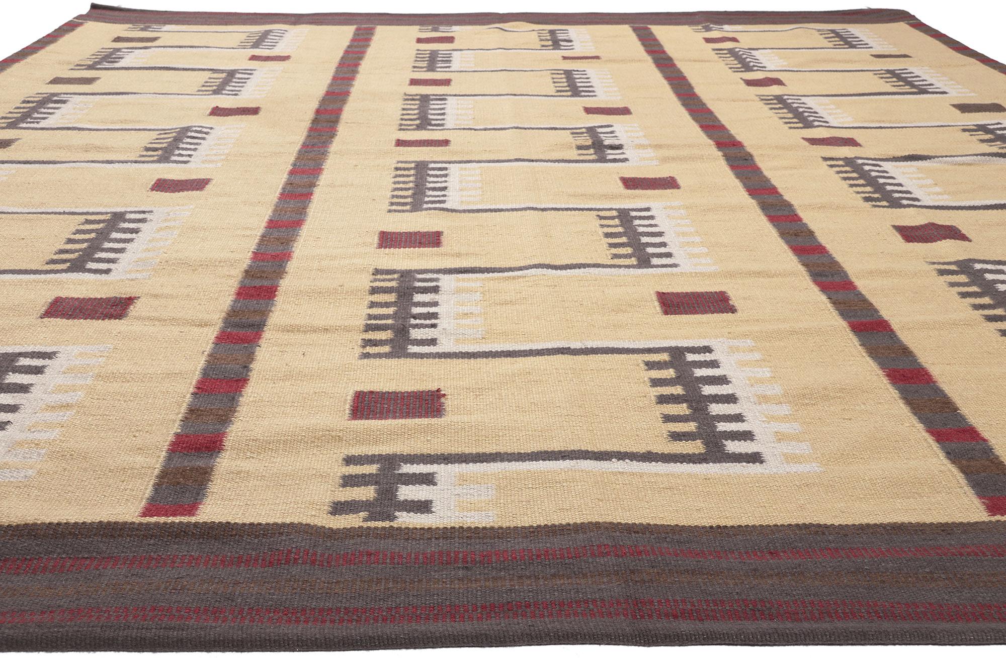 Scandinavo moderno New Swedish Inspired Scandinavian Modern Style Kilim Rug, 10'02 x 12'10 in vendita