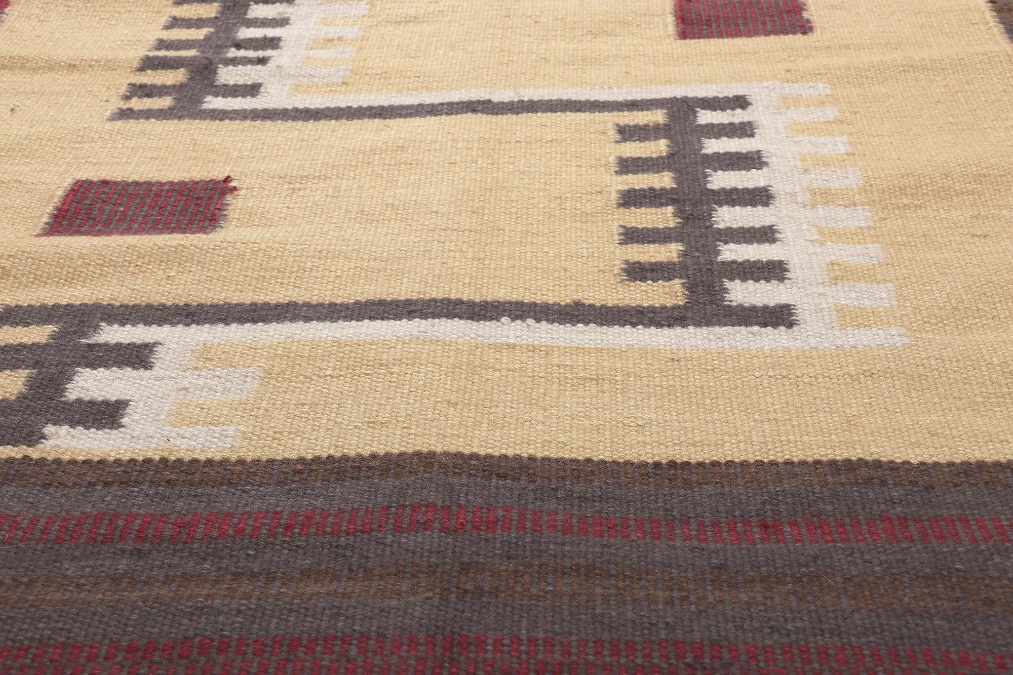 Indiano New Swedish Inspired Scandinavian Modern Style Kilim Rug, 10'02 x 12'10 in vendita