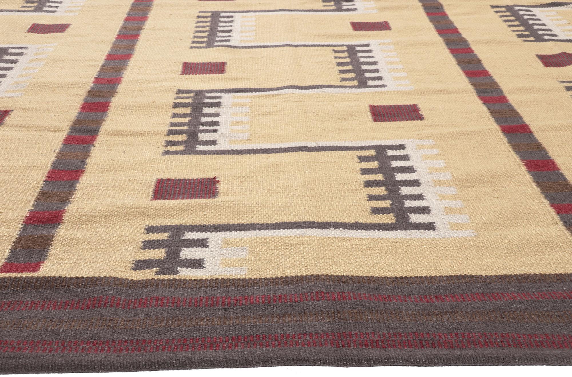 Tessuto a mano New Swedish Inspired Scandinavian Modern Style Kilim Rug, 10'02 x 12'10 in vendita