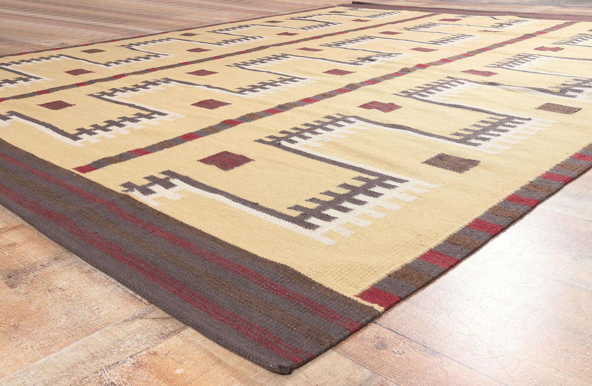 XXI secolo e contemporaneo New Swedish Inspired Scandinavian Modern Style Kilim Rug, 10'02 x 12'10 in vendita