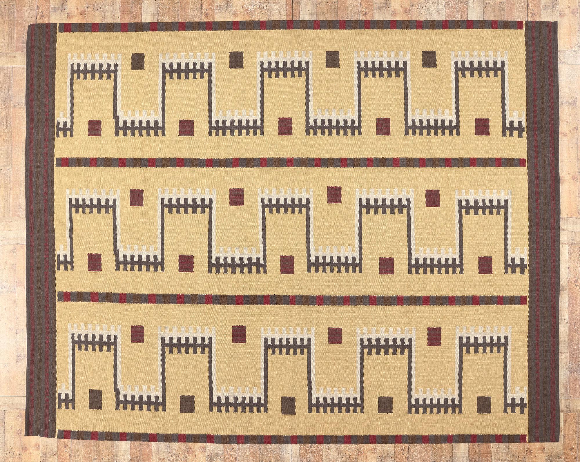 New Swedish Inspired Scandinavian Modern Style Kilim Rug, 10'02 x 12'10 in vendita 1