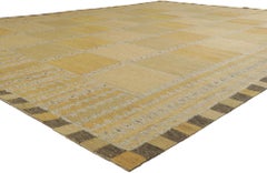 Swedish Inspired Kilim Rug, Scandinavian Modern Meets Earth-Tone Elegance