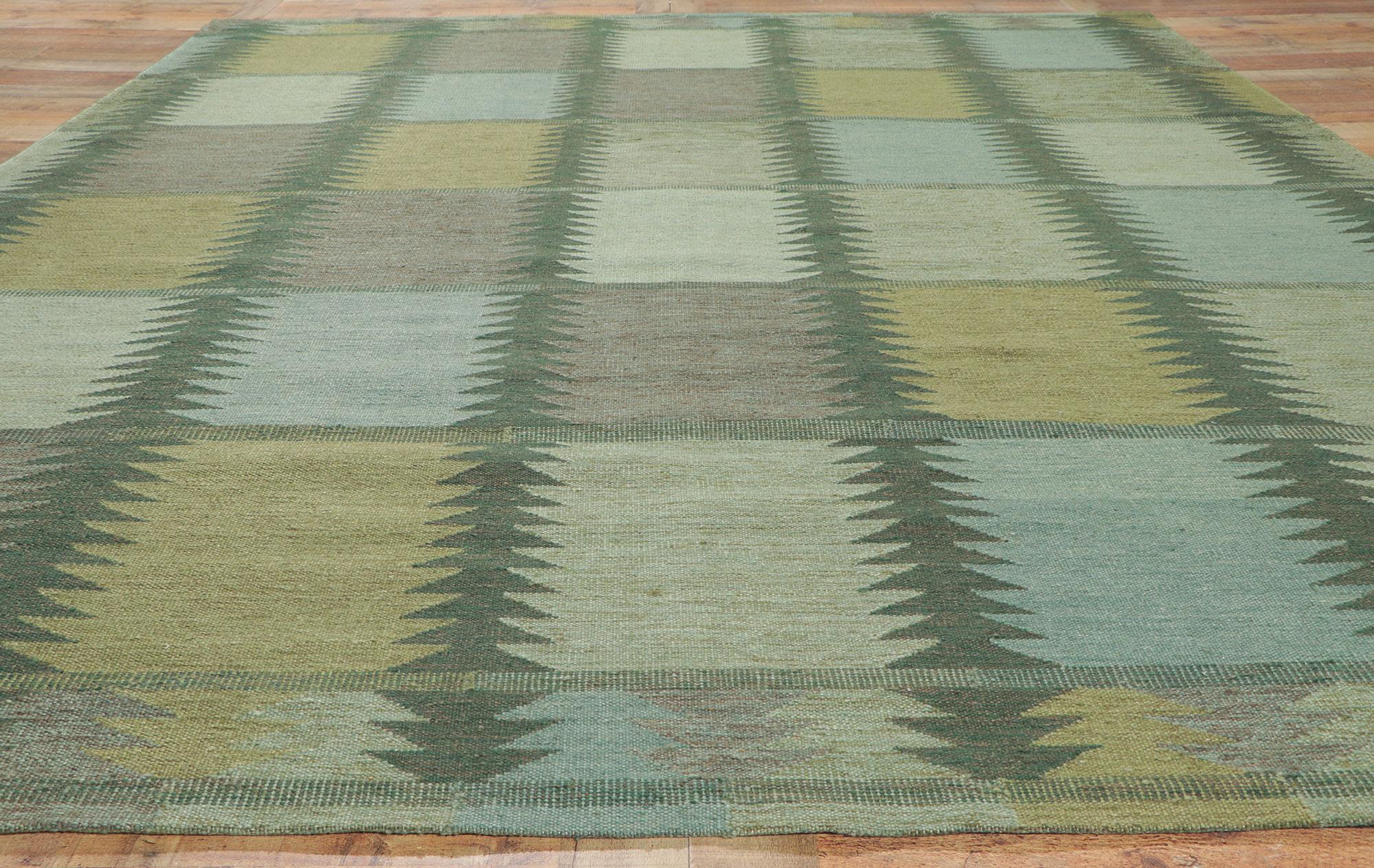 Schwedisch inspirierter Kelim-Teppich, skandinavisch-modernes Design auf Biophiles Design (Wolle) im Angebot